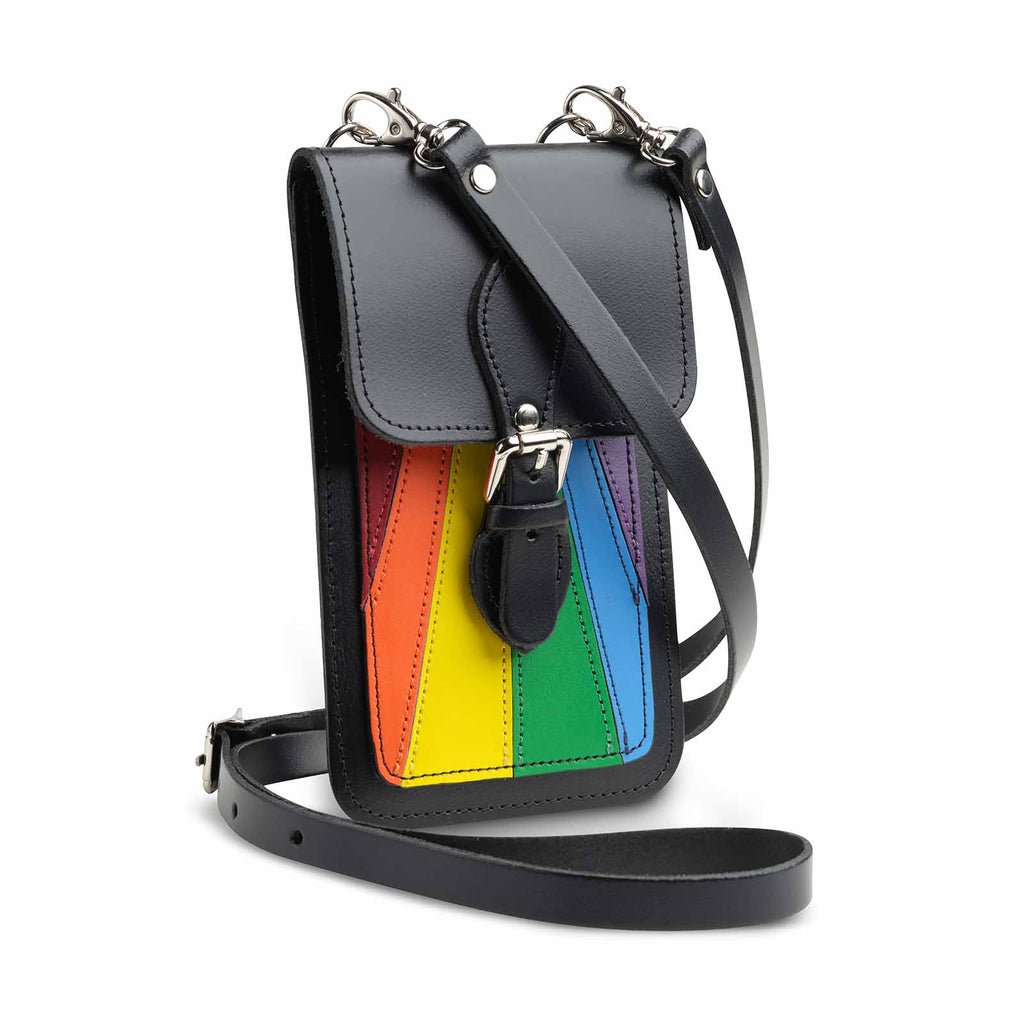 Handmade Leather Mobile Phone Pouch in Pride