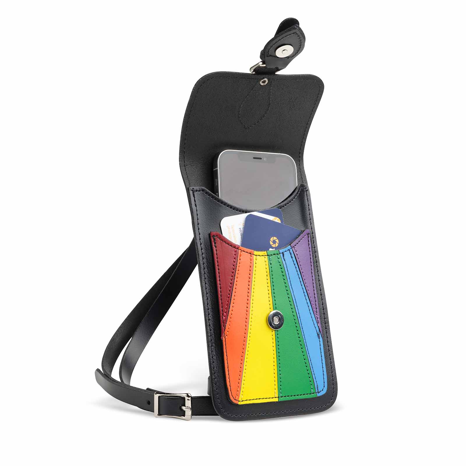 Handmade Leather Mobile Phone Pouch in Pride