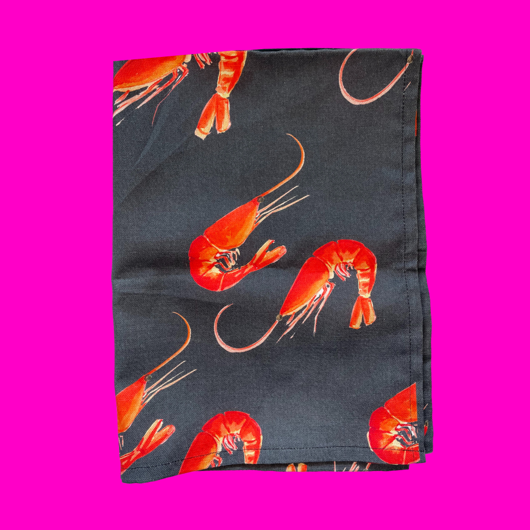 Oh So Bright Prawns Tea Towel