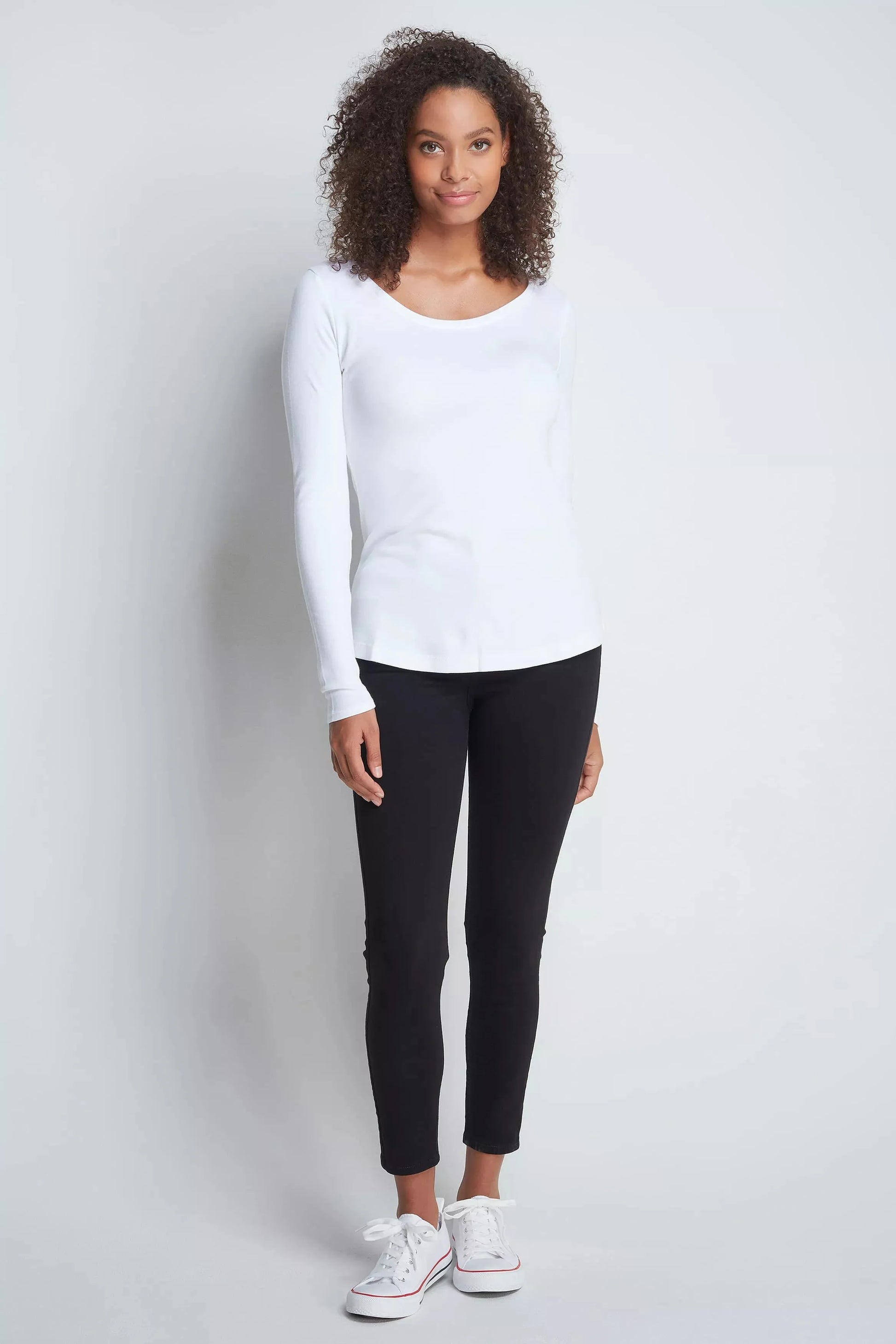 Long Sleeve Scoop Neck Cotton Modal Blend T-shirt