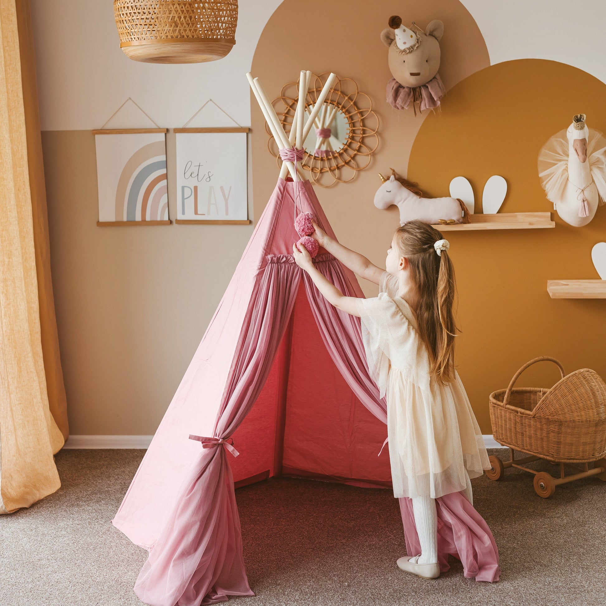 Fairy Kids Play Tent with Tulle in Rose
