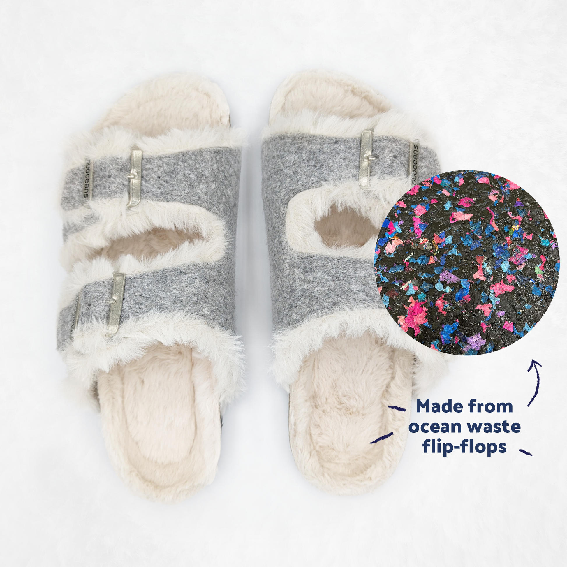 FLUFF | Sandal Grey White