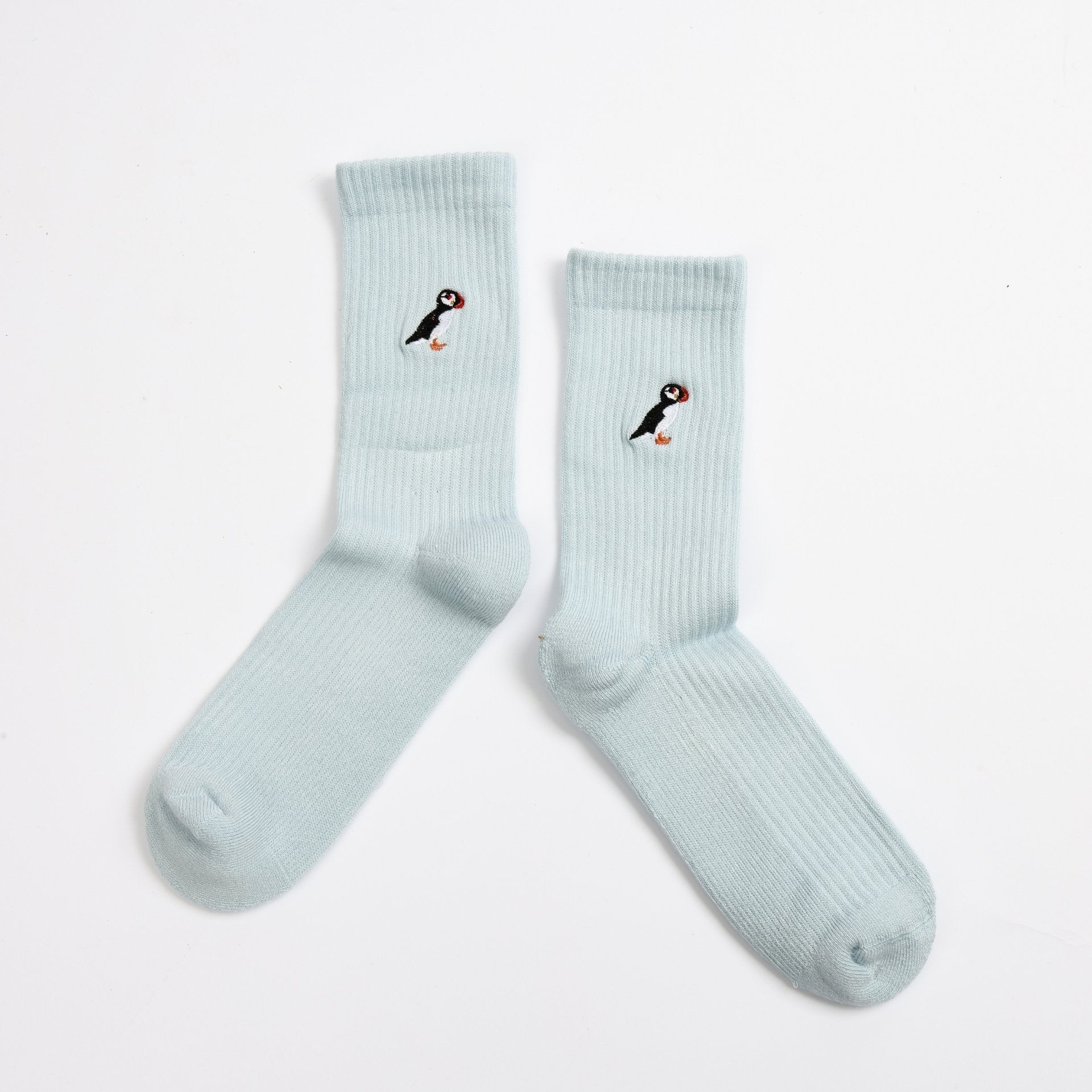 Save the Puffin Ribbed Bamboo Socks in Blue