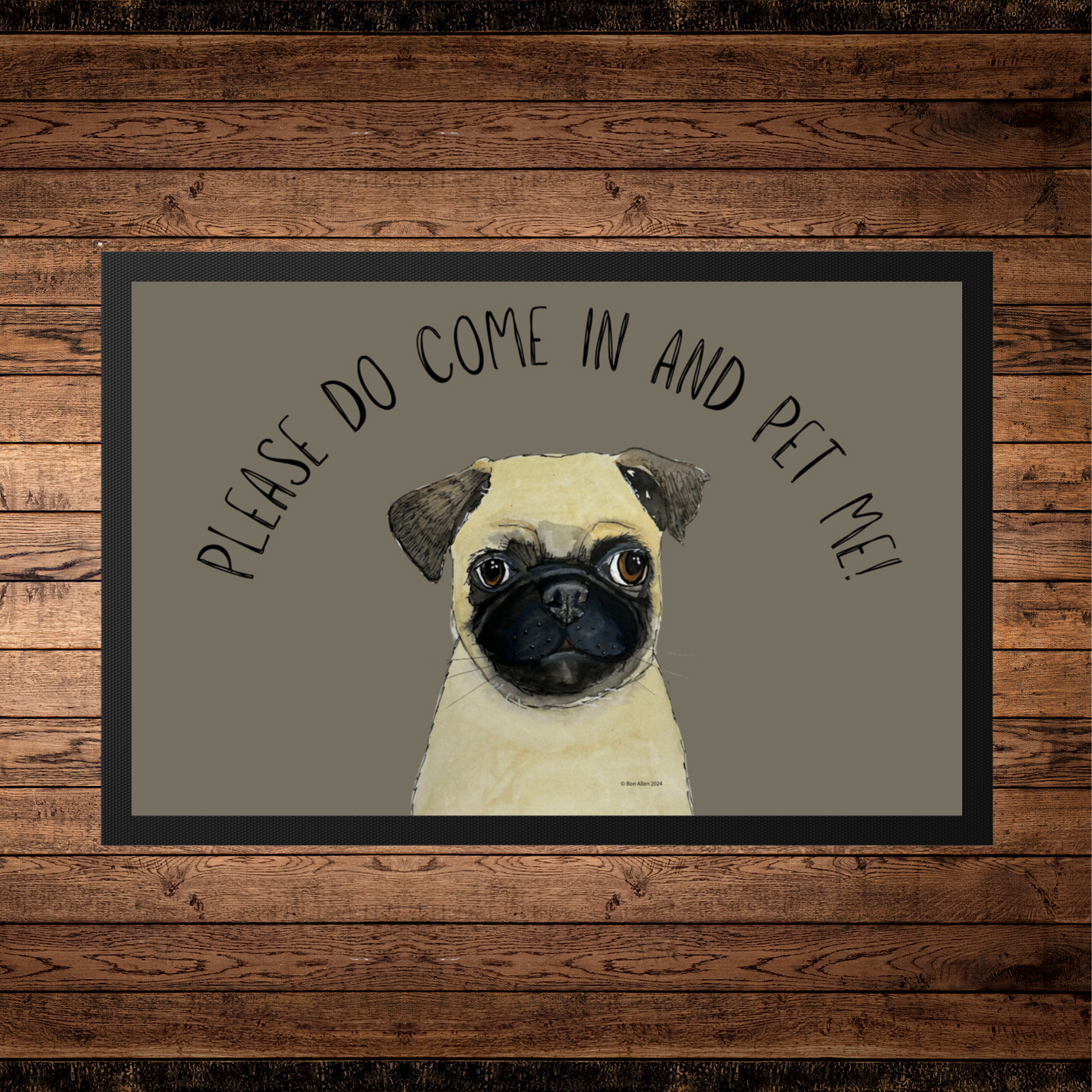 Pug Welcome Mat Please Do Come In and Pet Me