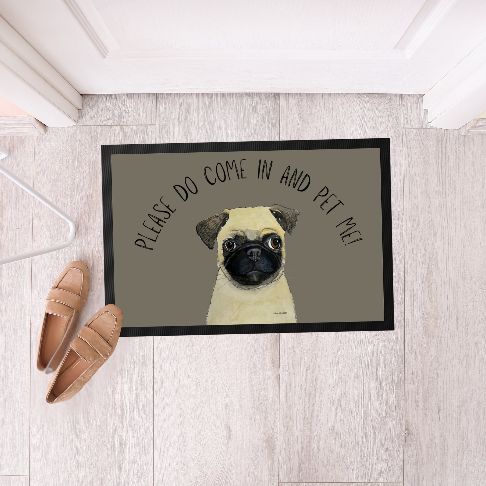 Pug Welcome Mat Please Do Come In and Pet Me