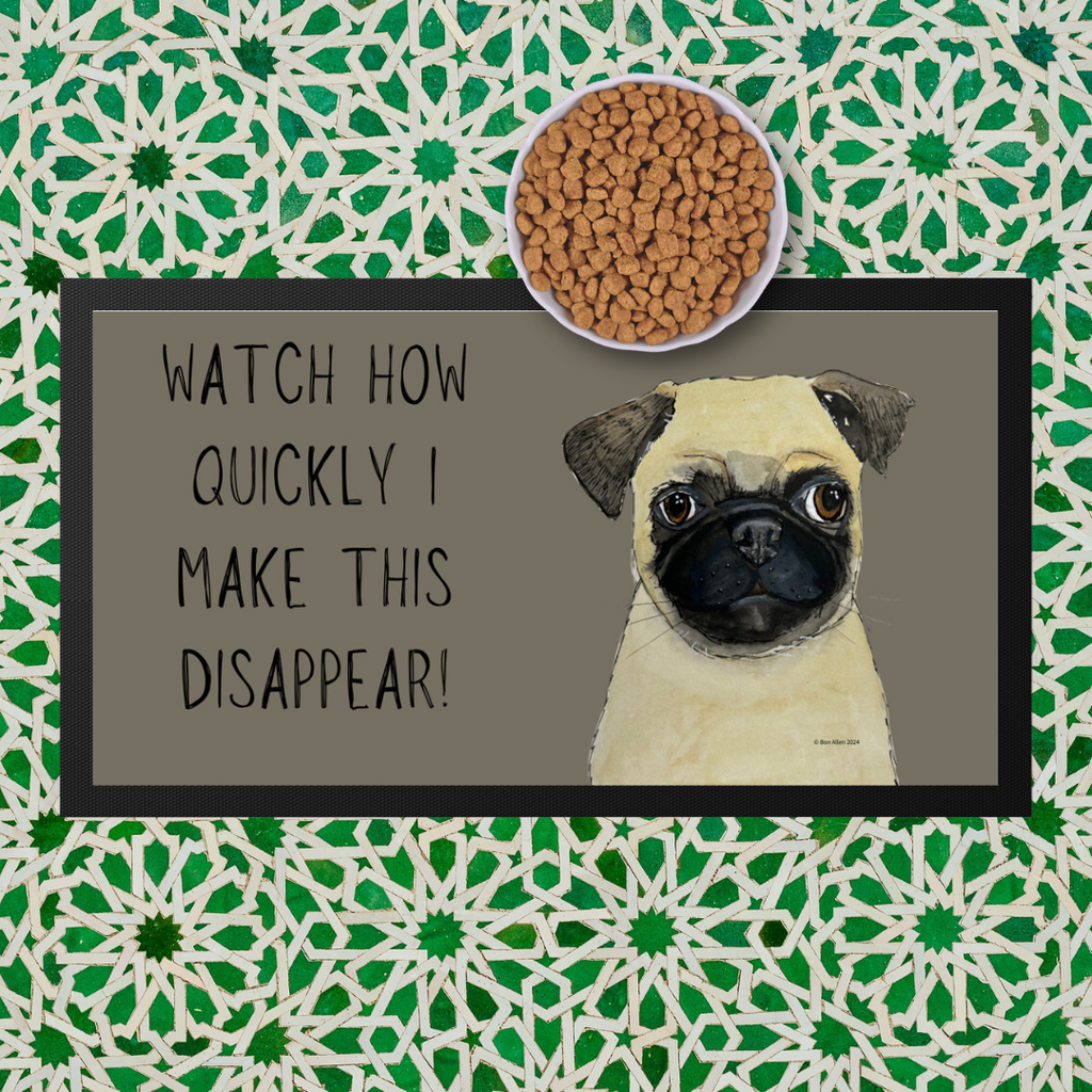Pug Pet Bowl Mat for Messy Eaters