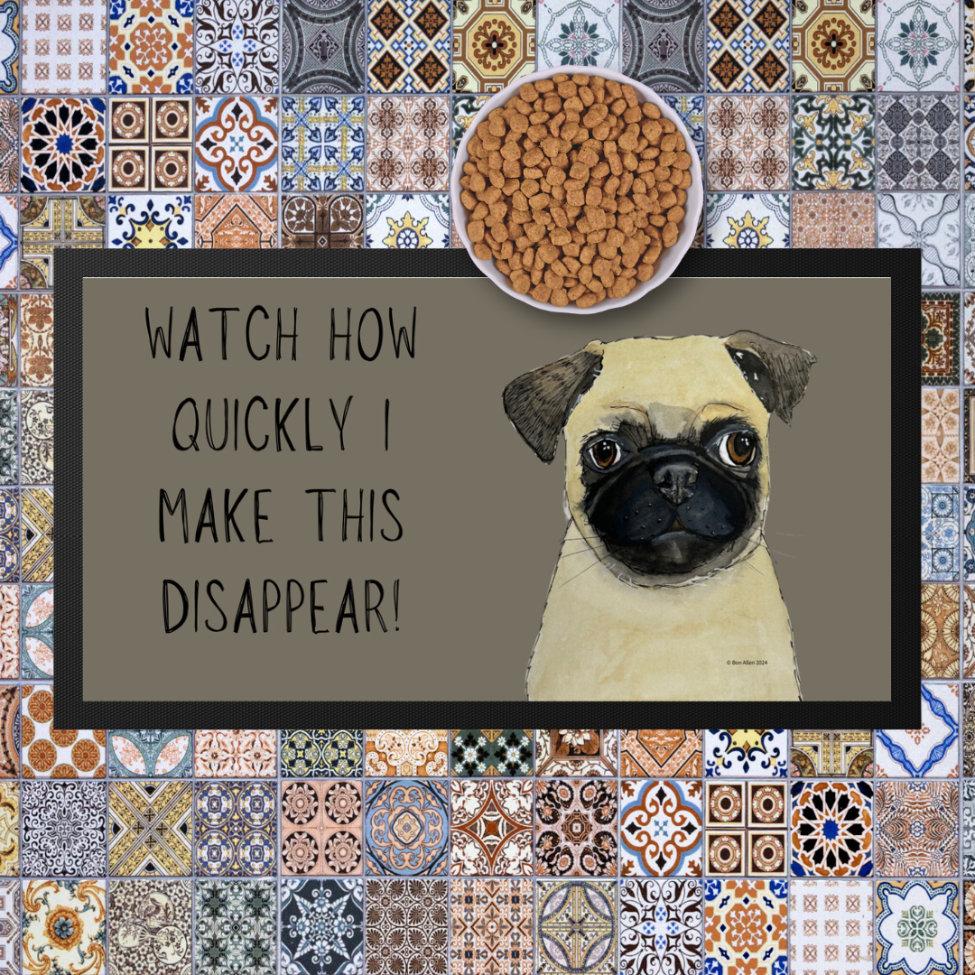Pug Pet Bowl Mat for Messy Eaters