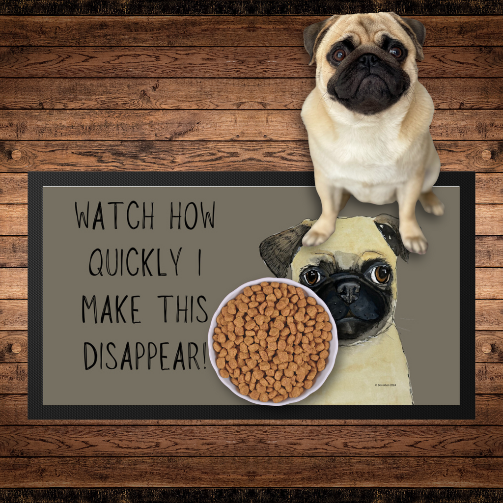 Pug Pet Bowl Mat for Messy Eaters