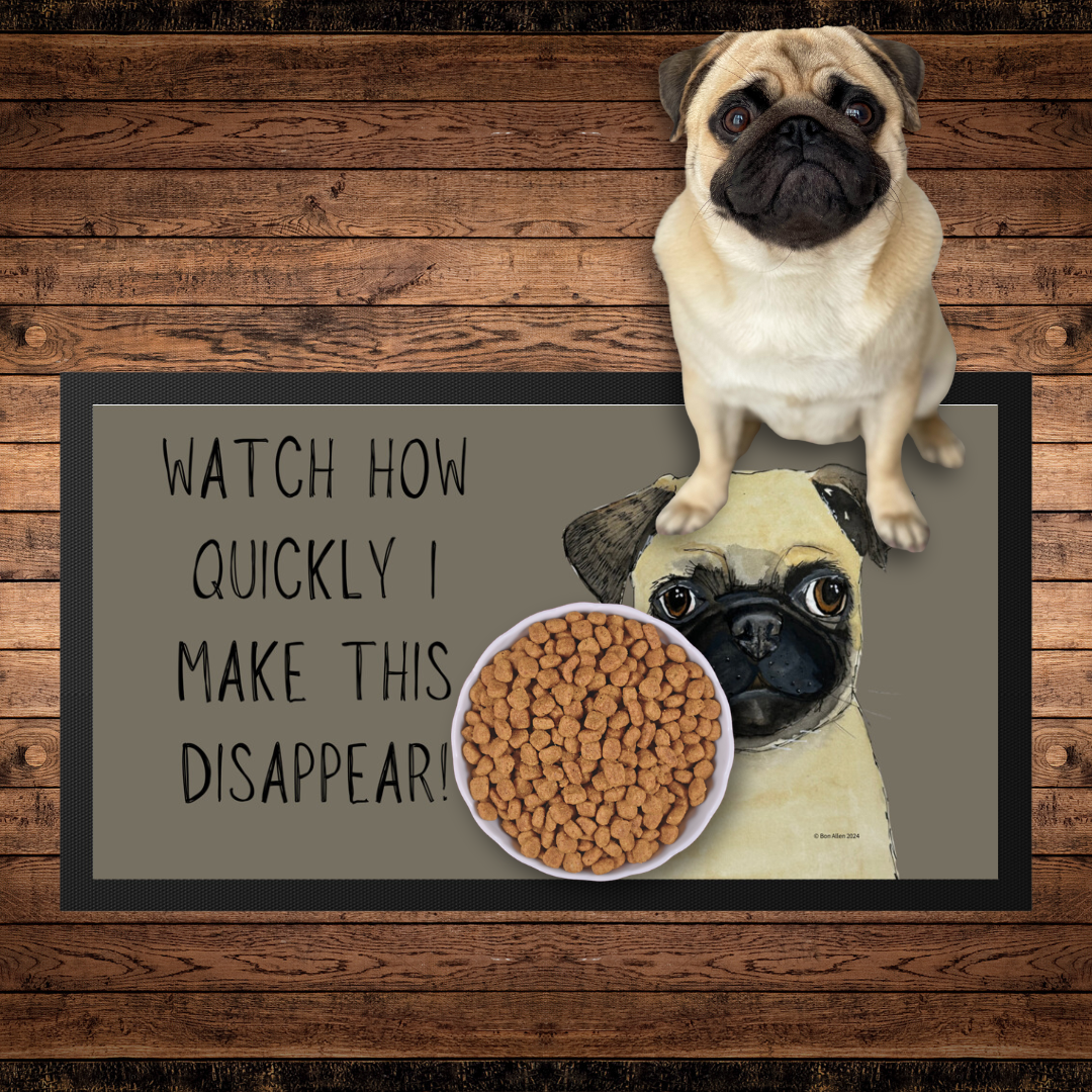 Pug Pet Bowl Mat for Messy Eaters