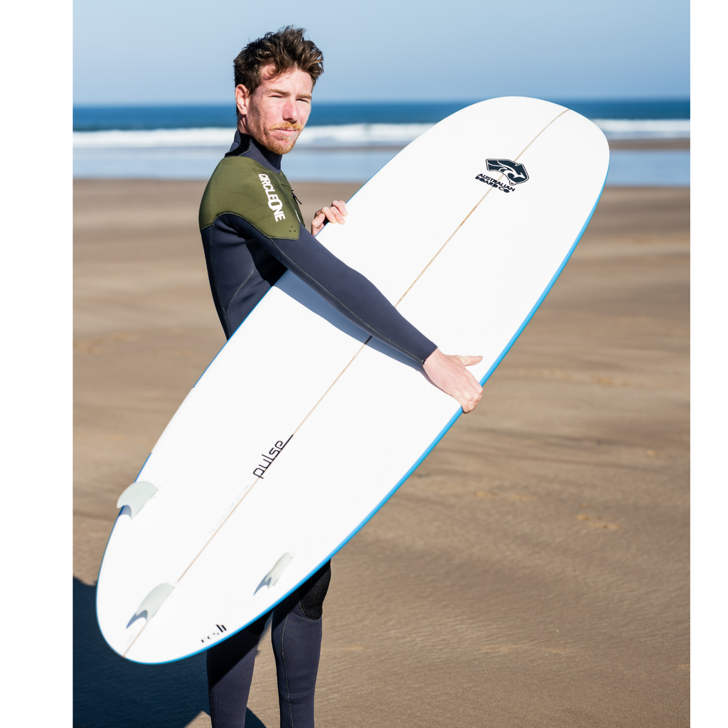 8' Pulse Squash Tail Mini Mal Surfboard by Australian Board Co - FCSII Finboxes