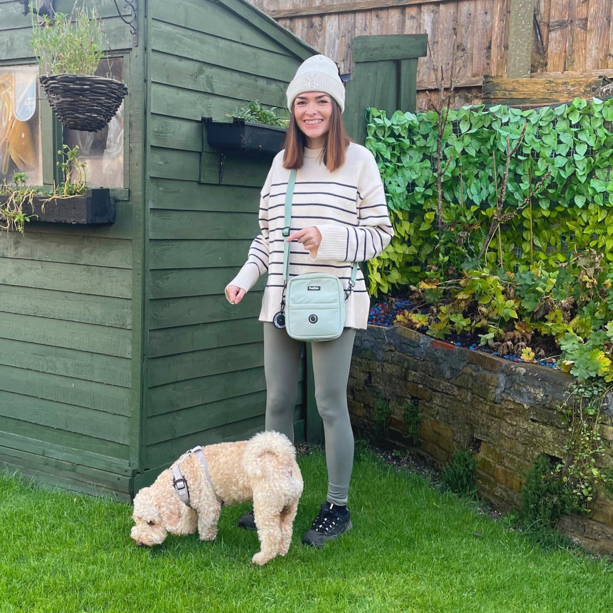 Mini Dog Walking Bag in Sage Green
