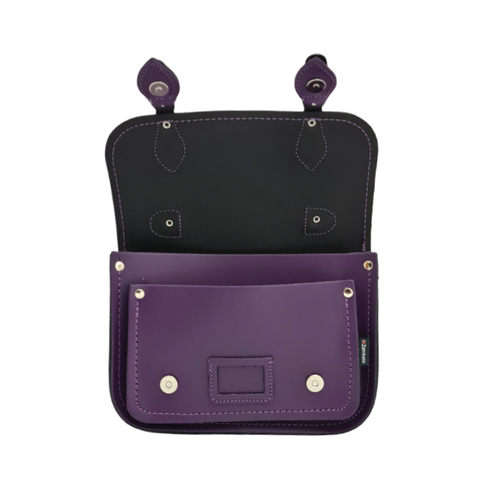 Purple Leather Midi Satchel