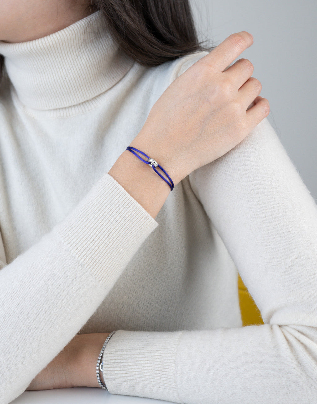 Mini Silver Diamond Cord Bracelet