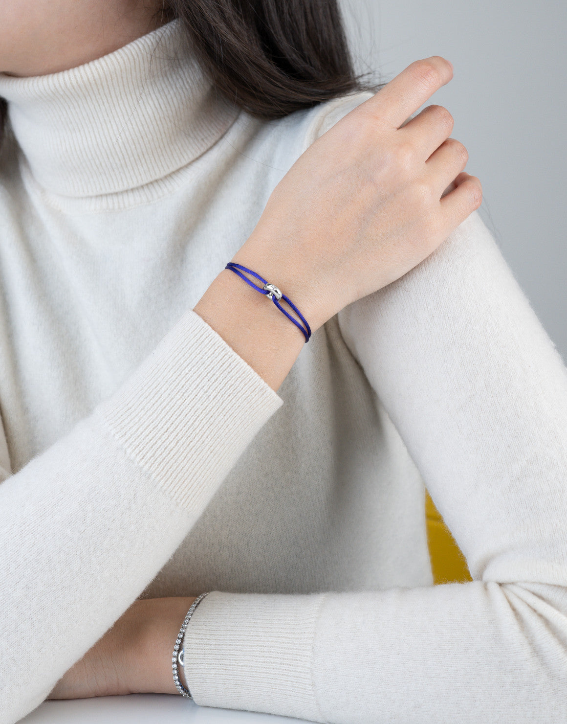 Mini Silver Diamond Cord Bracelet