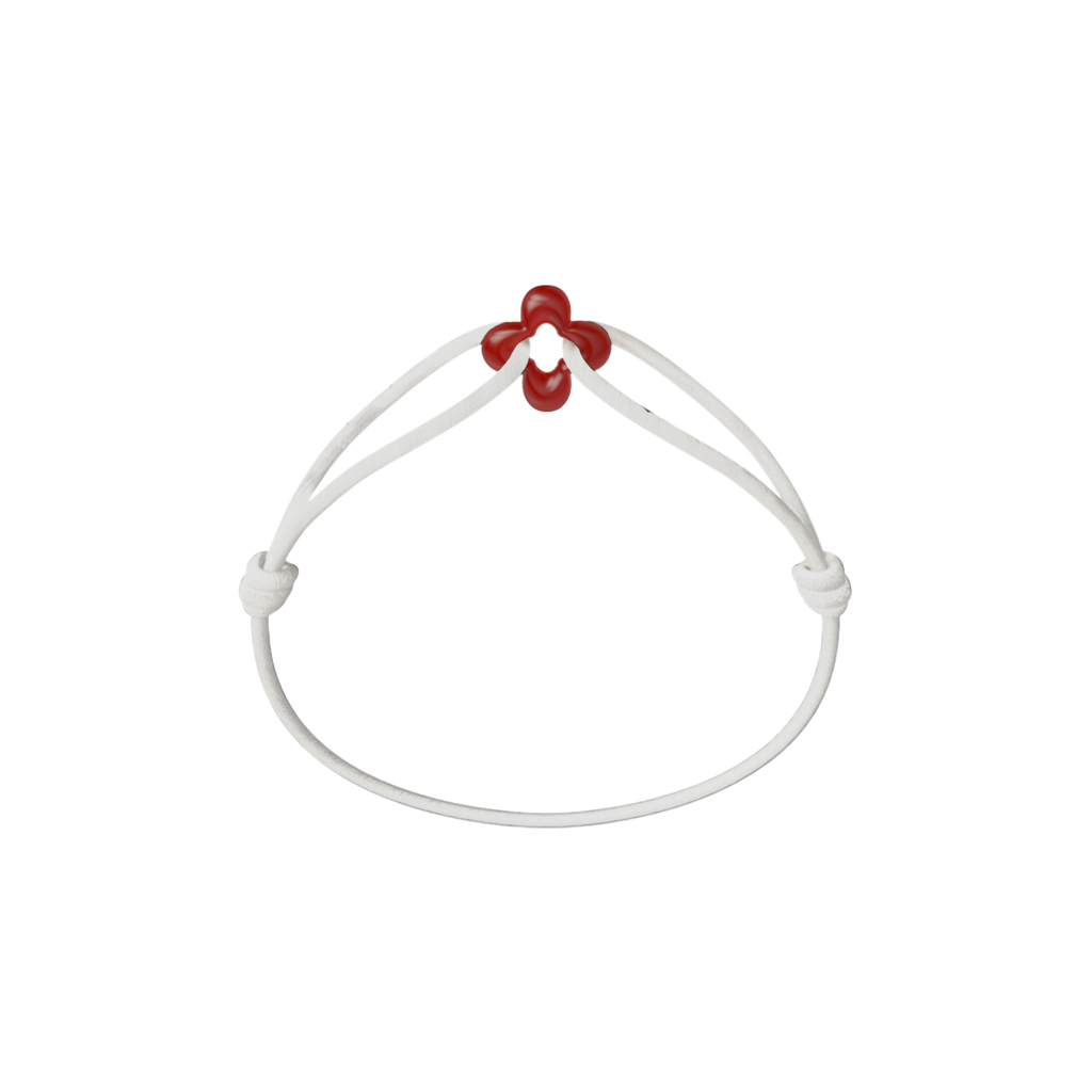 Mini Red Clover Cord Bracelet with Carnelian