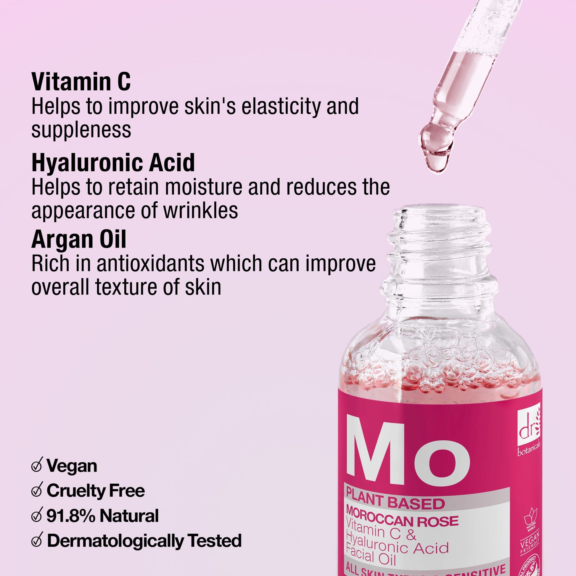 Moroccan Rose Facial Oil with Hyaluronic Acid and Vitamin C