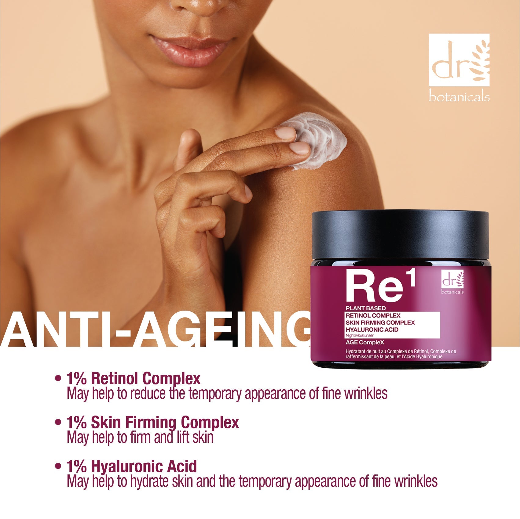 Retinol Night Moisturiser 60ml with Hyaluronic Acid and Skin Firming Complex