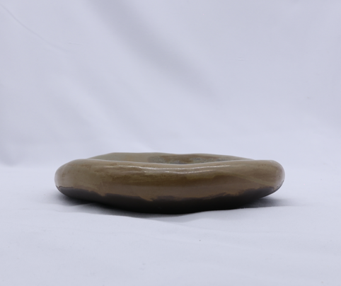 Bronze Olive Drift Ceramic Plate Handmade