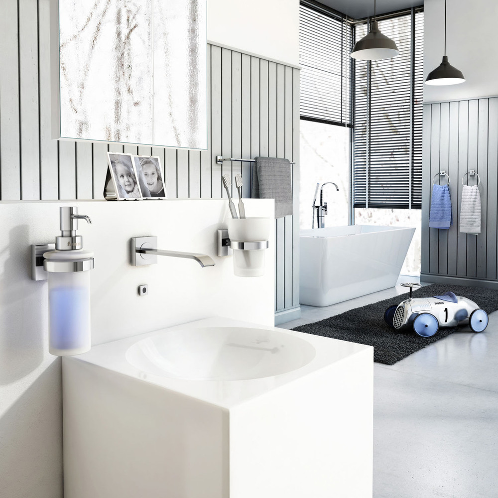 Polished Chrome Wall Soap Dispenser with Frosted Glass