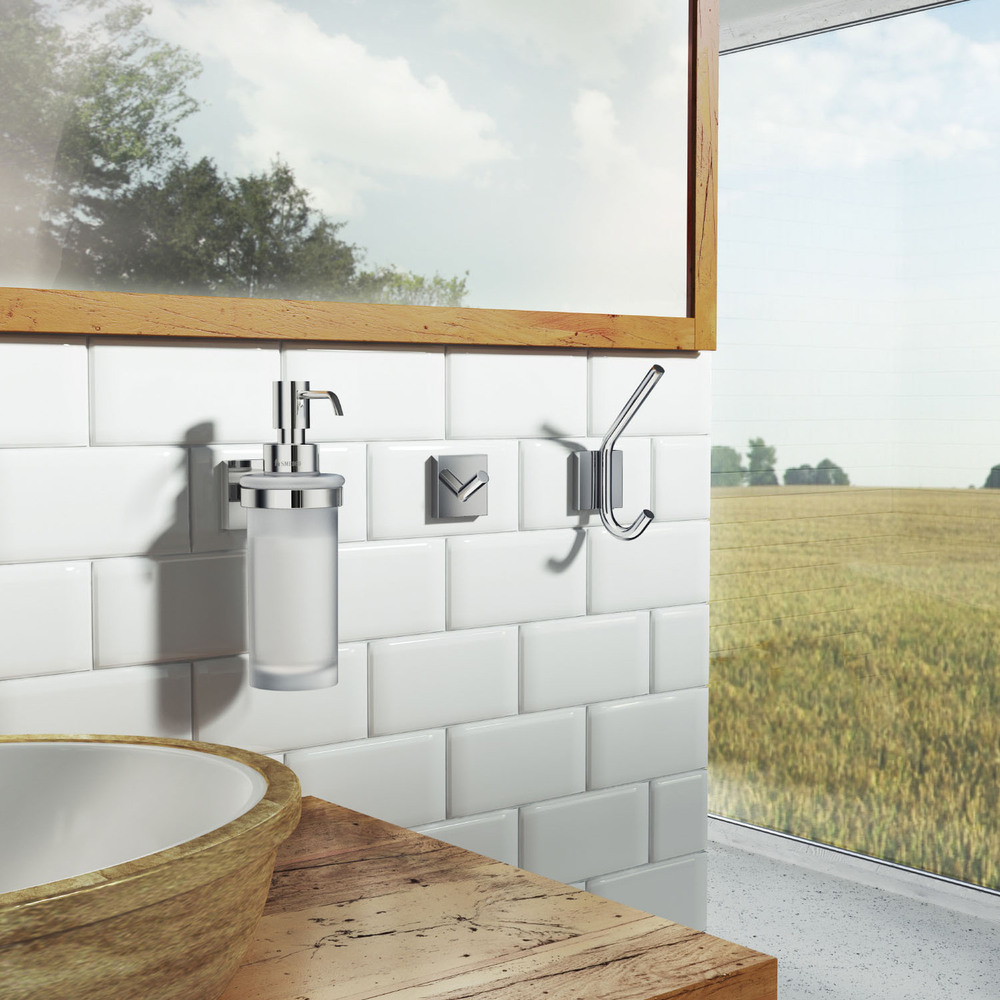 Polished Chrome Wall Soap Dispenser with Frosted Glass