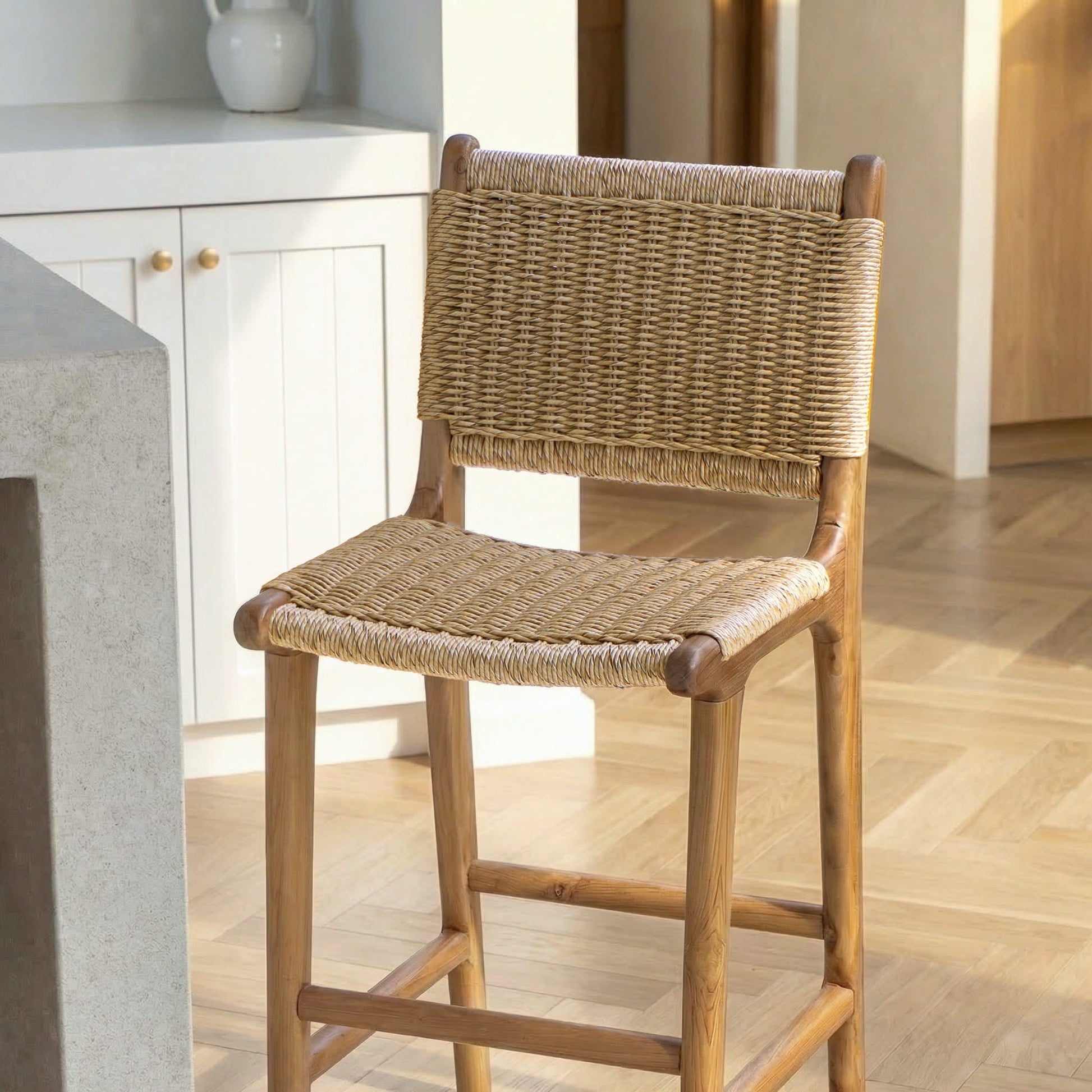 Zara Teak & Rattan Bar Stool