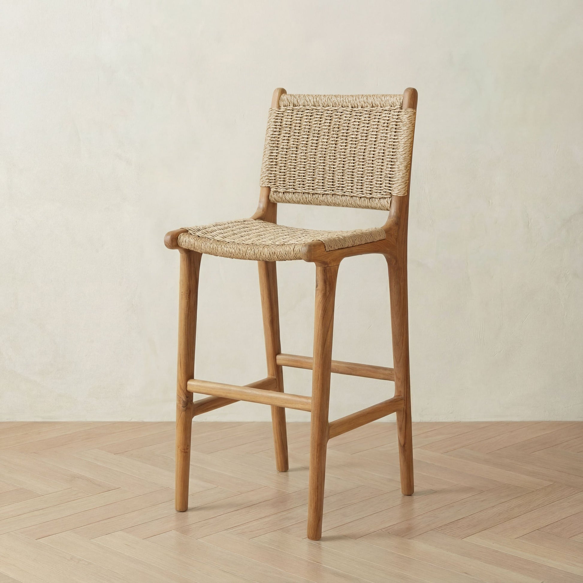 Zara Teak & Rattan Bar Stool (75cm Seat height)