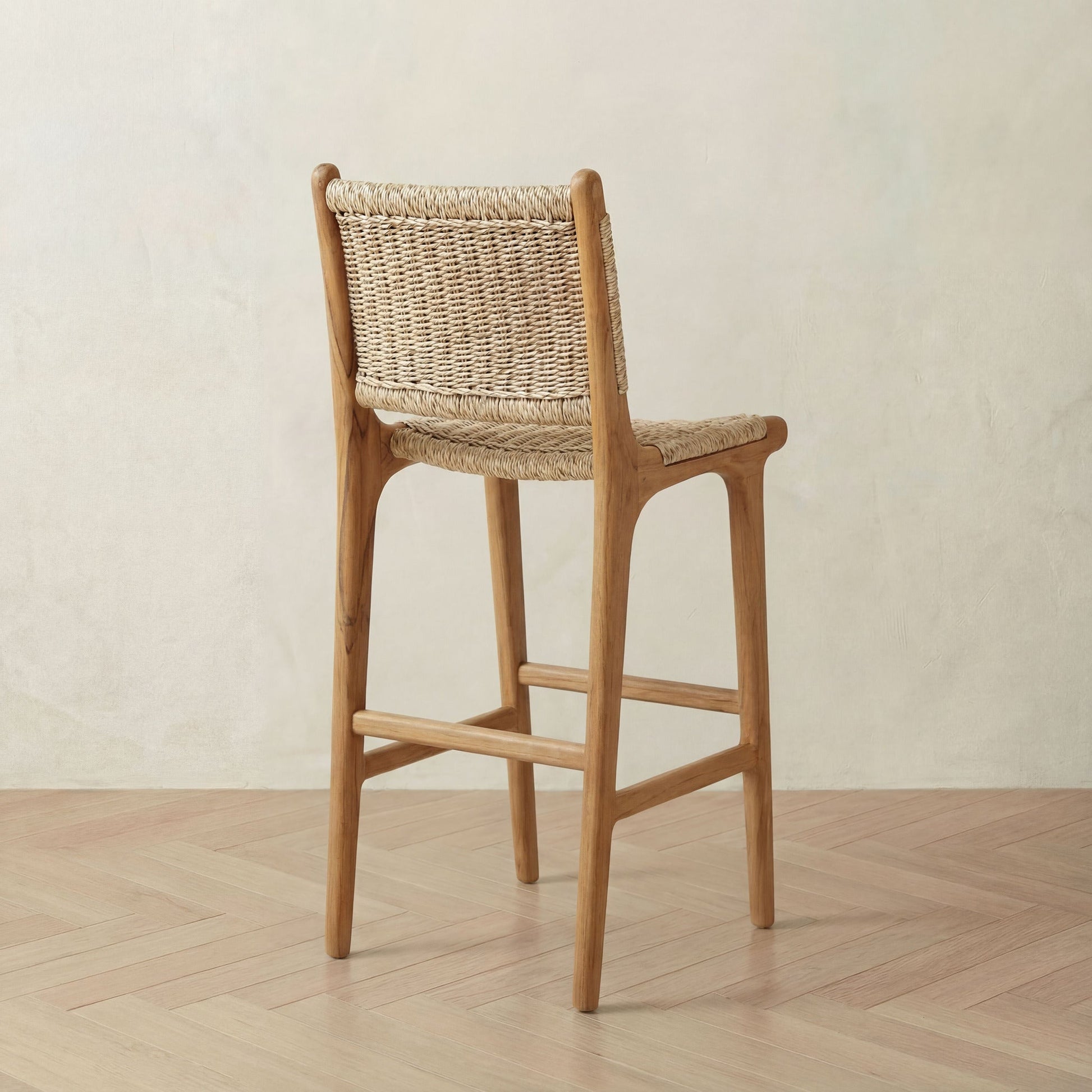 Zara Teak & Rattan Bar Stool (75cm Seat height)