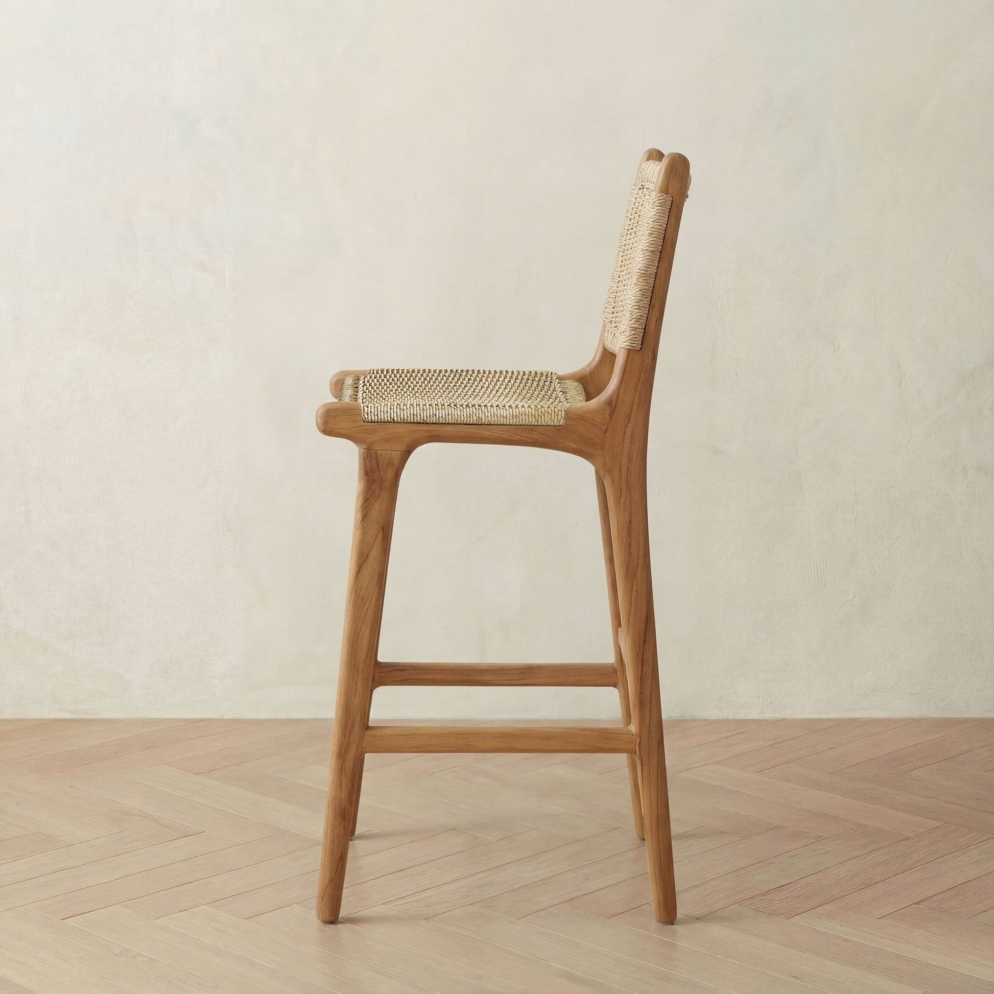 Zara Teak & Rattan Bar Stool (75cm Seat height)