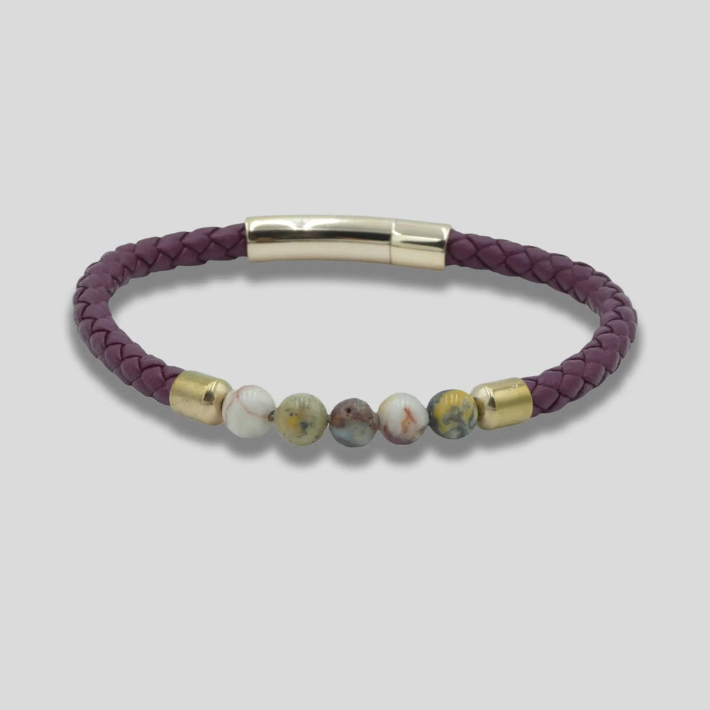 Red Leather Bracelet with Beads