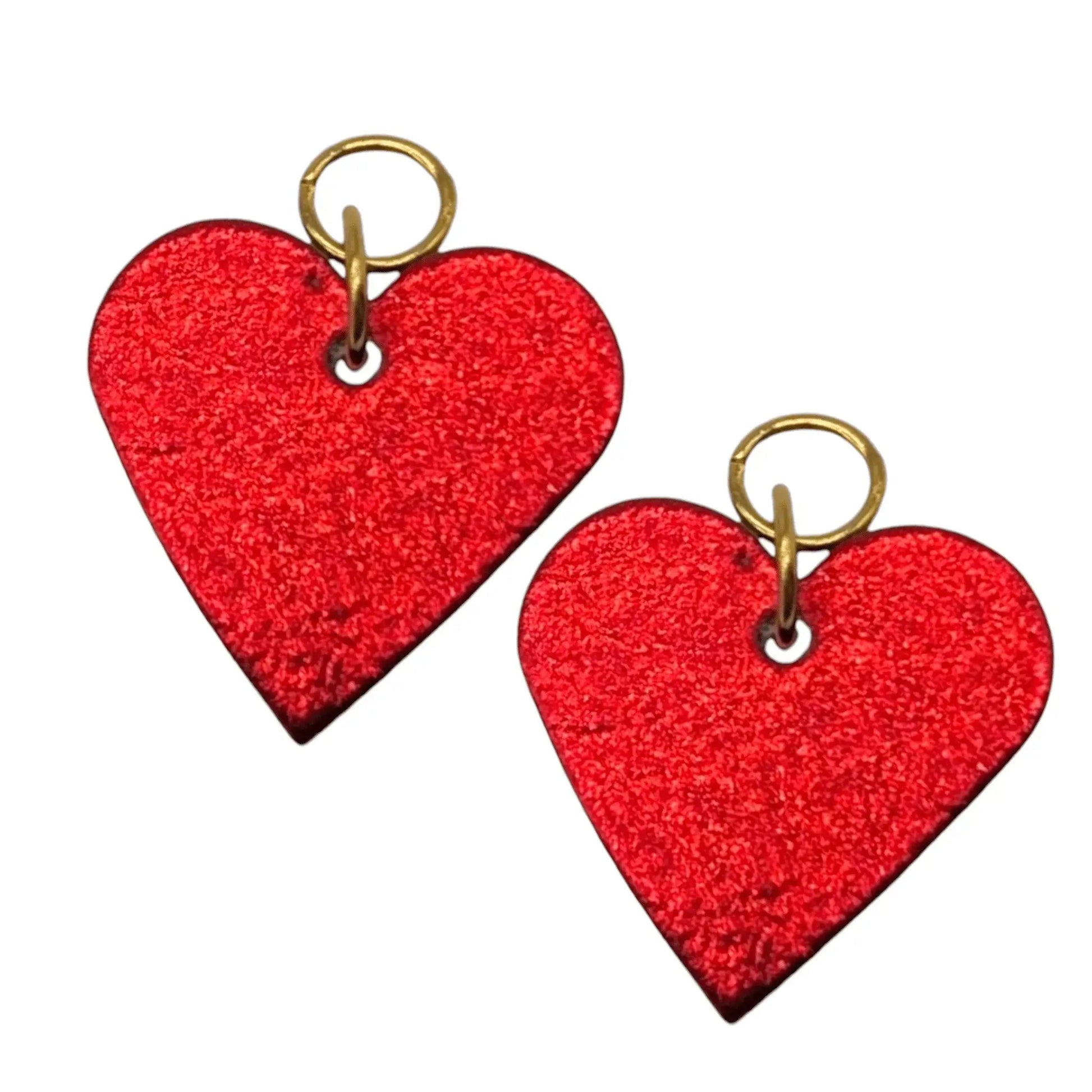 Red and Leopard Mini Heart Cork Charms