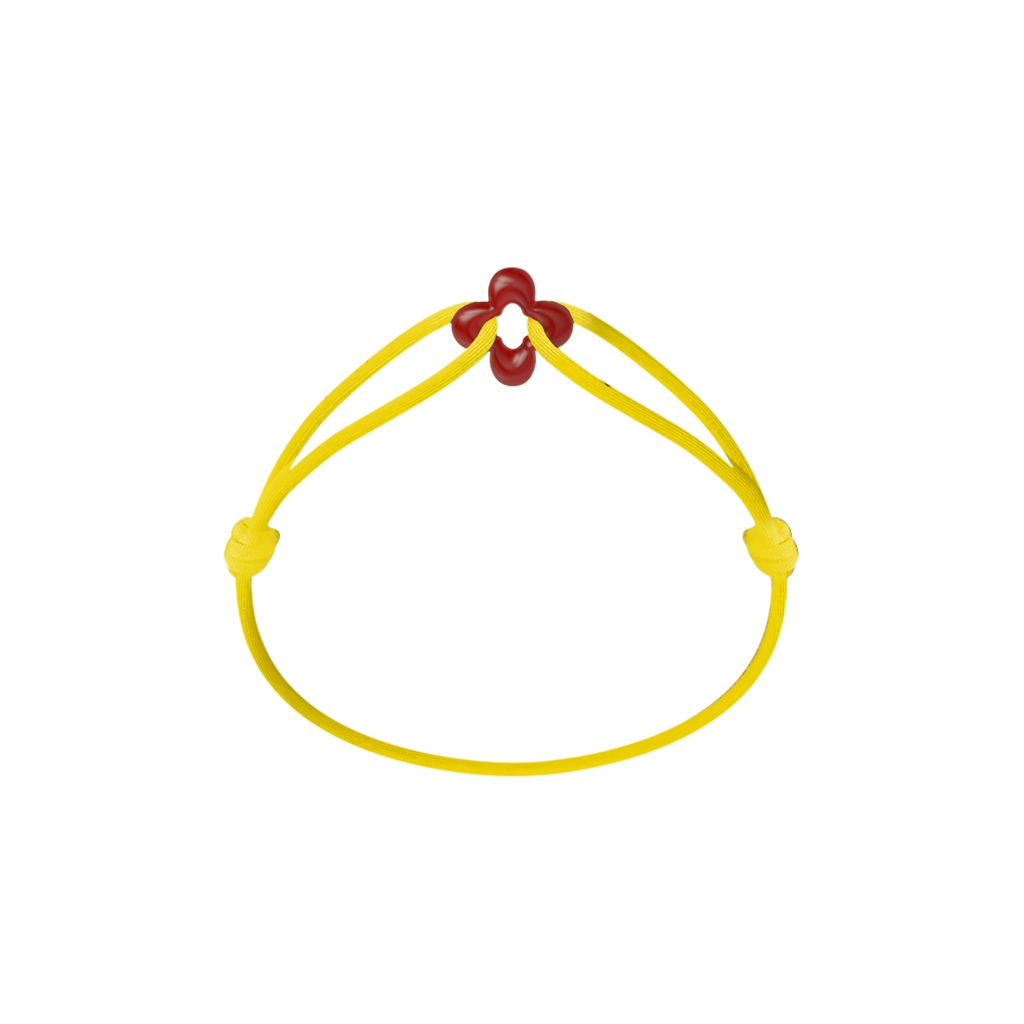 Mini Red Clover Cord Bracelet with Carnelian