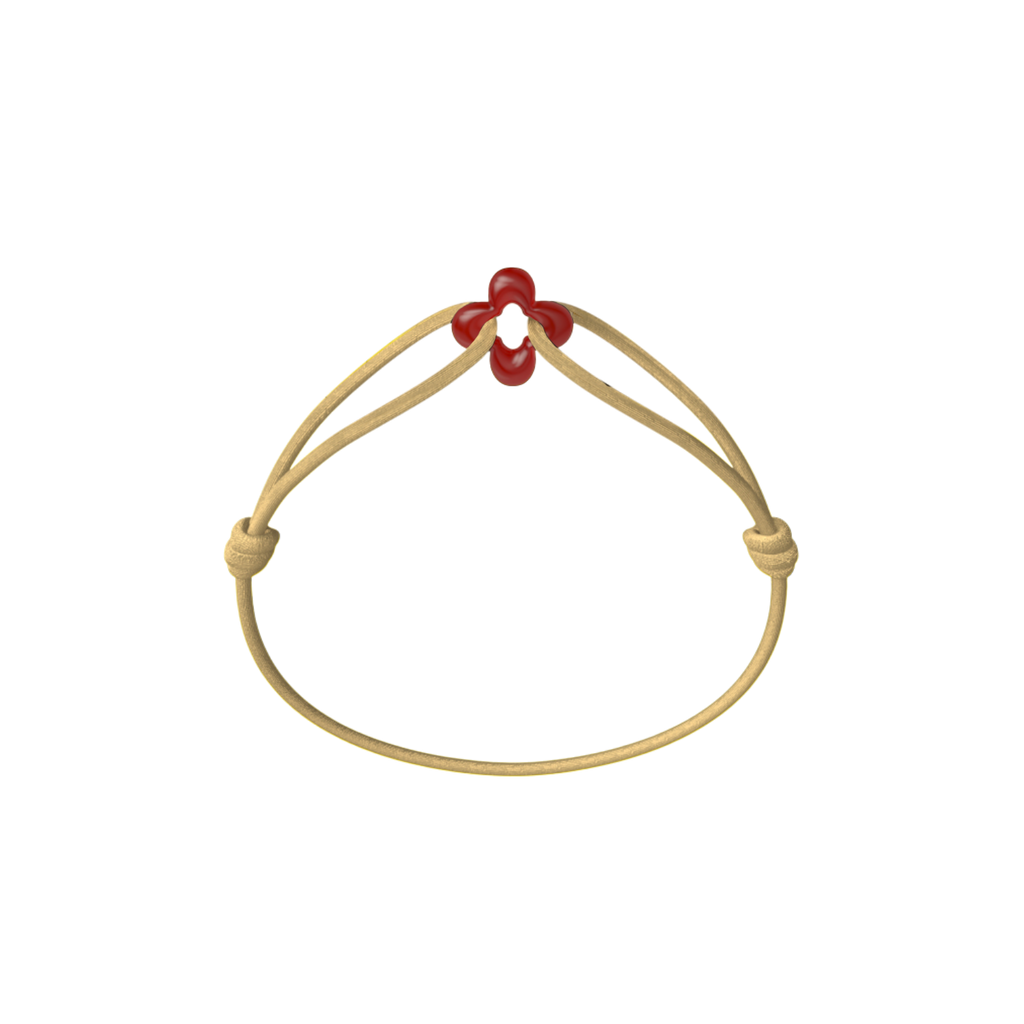 Mini Red Clover Cord Bracelet with Carnelian