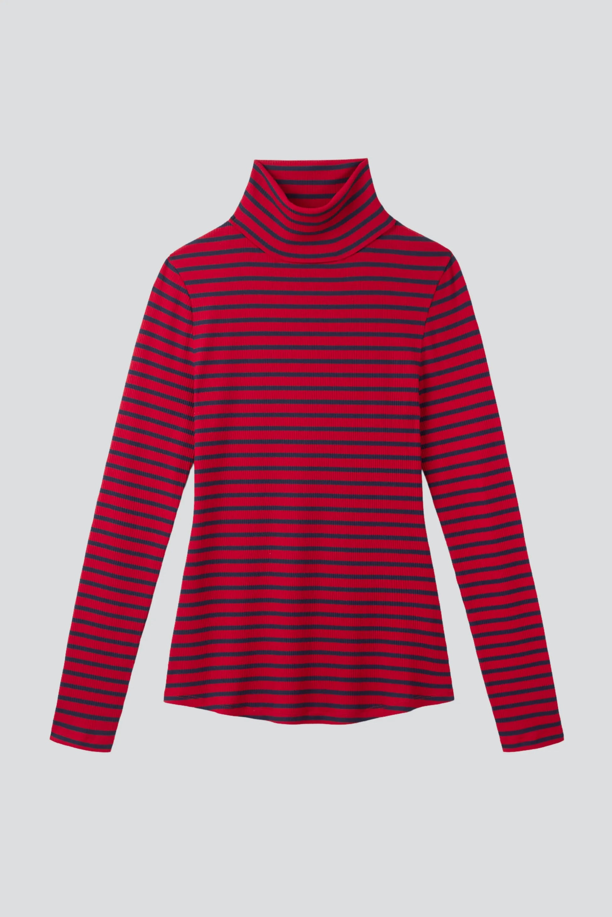 Striped Cotton Roll Neck Long Sleeve