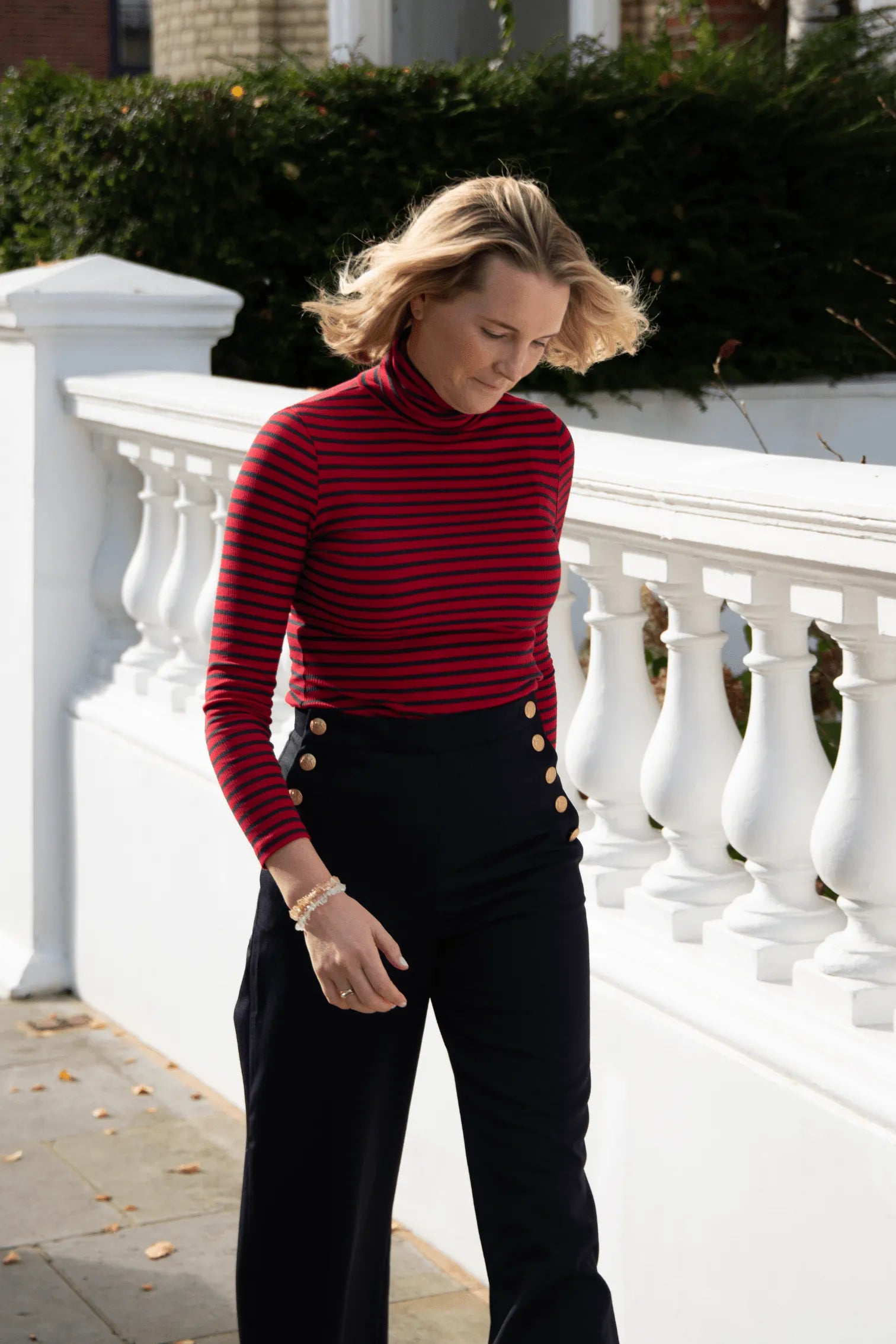 Striped Cotton Roll Neck Long Sleeve