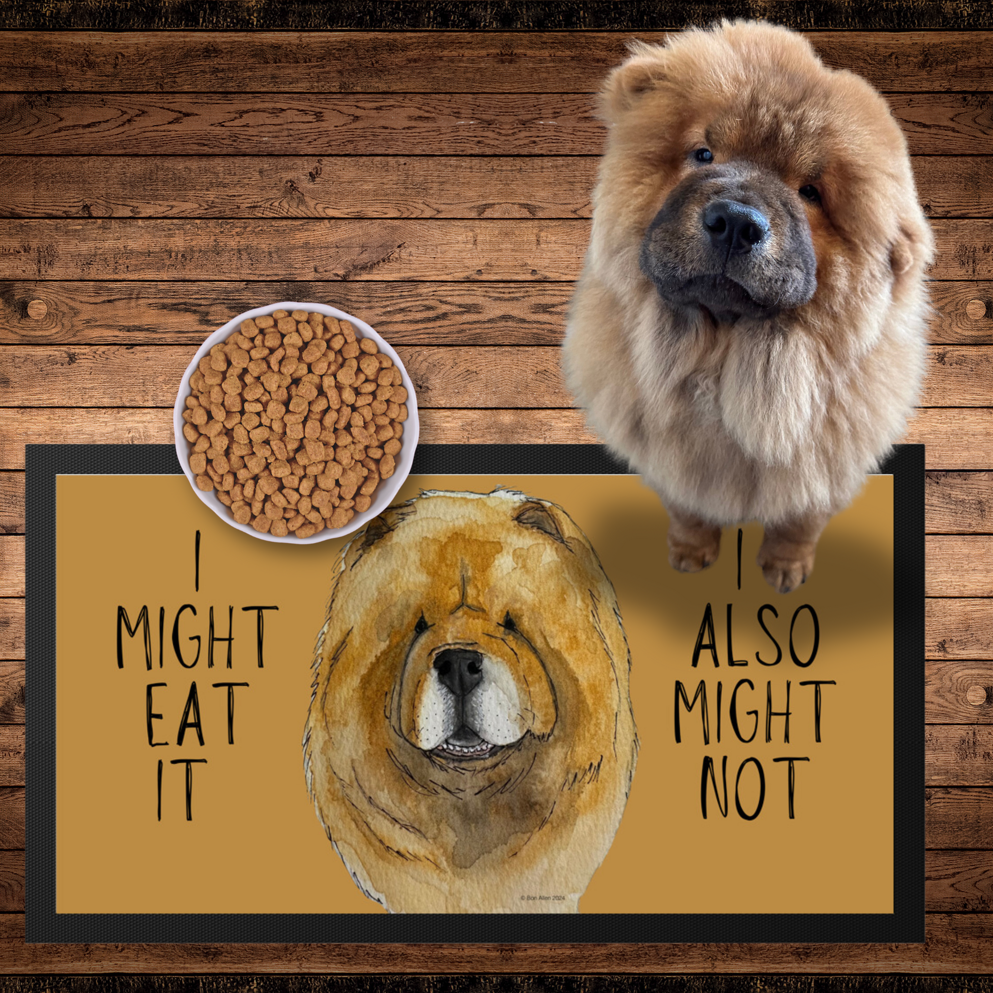 Red Chow Chow Pet Bowl Mat