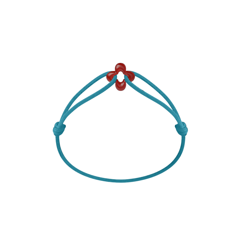 Mini Red Clover Cord Bracelet with Carnelian