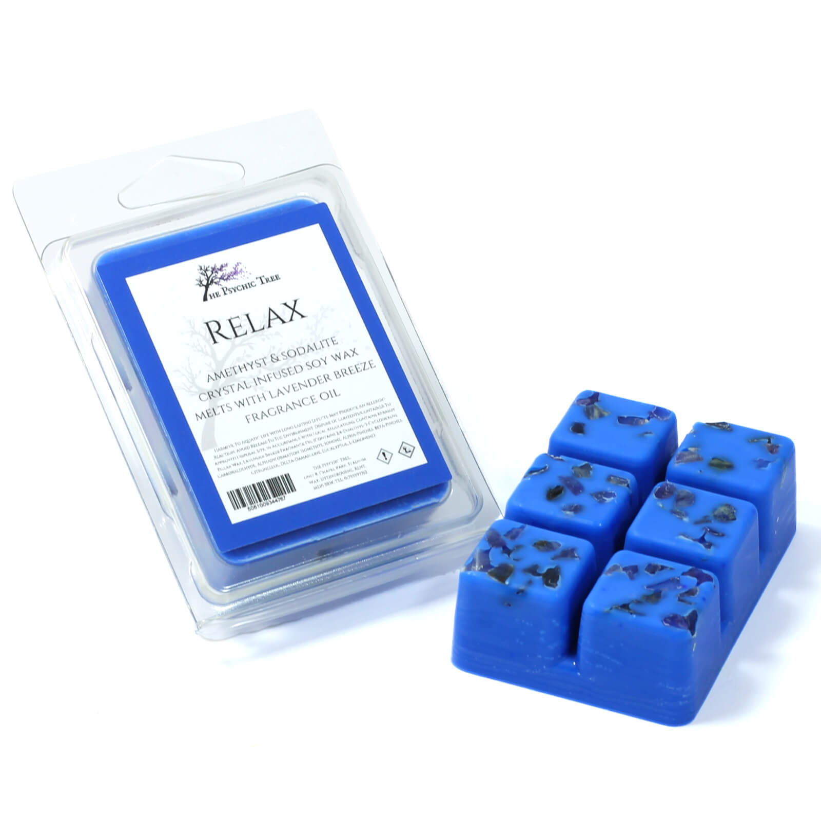 Relax Crystal Infused Scented Wax Melts with Amethyst and Sodalite