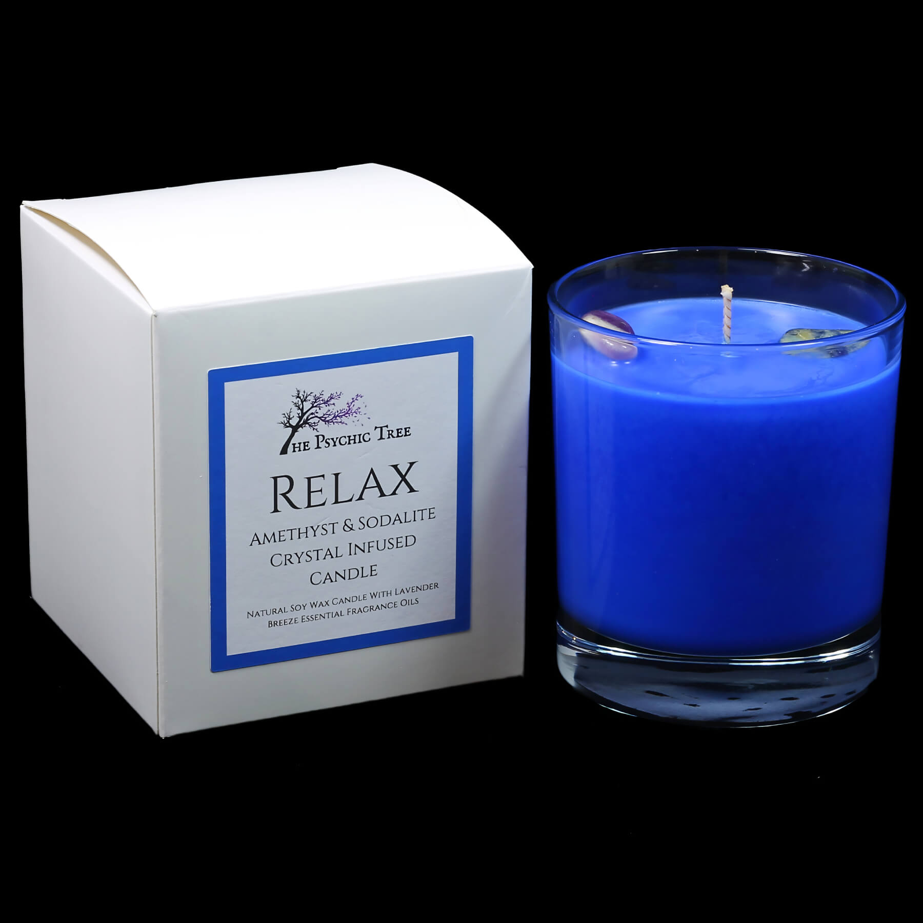 Relax Crystal Infused Scented Candle with Amethyst and Sodalite
