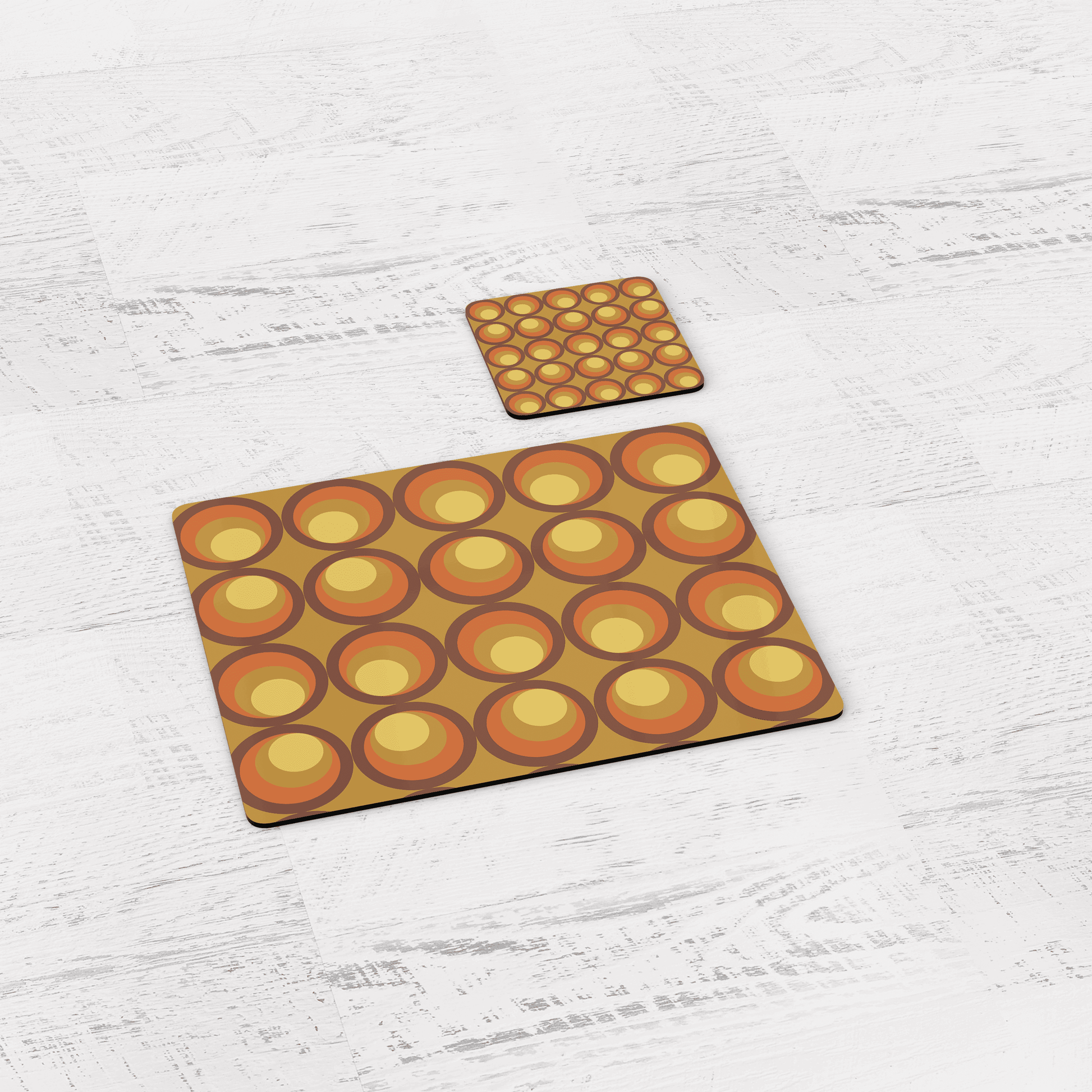 Brown and Orange Retro Geometric Placemats Set of 4 or 6