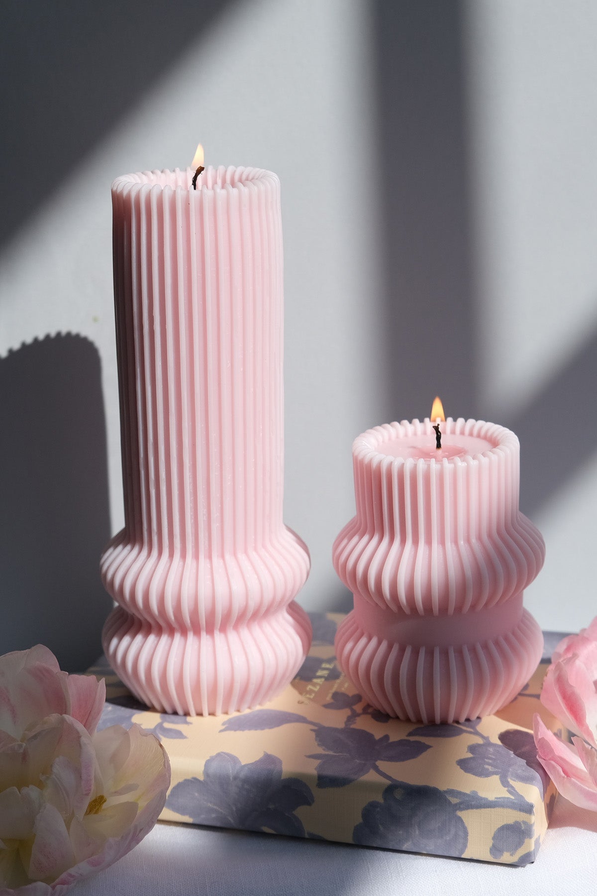 Striped Pillar Candle in Pastel Shades