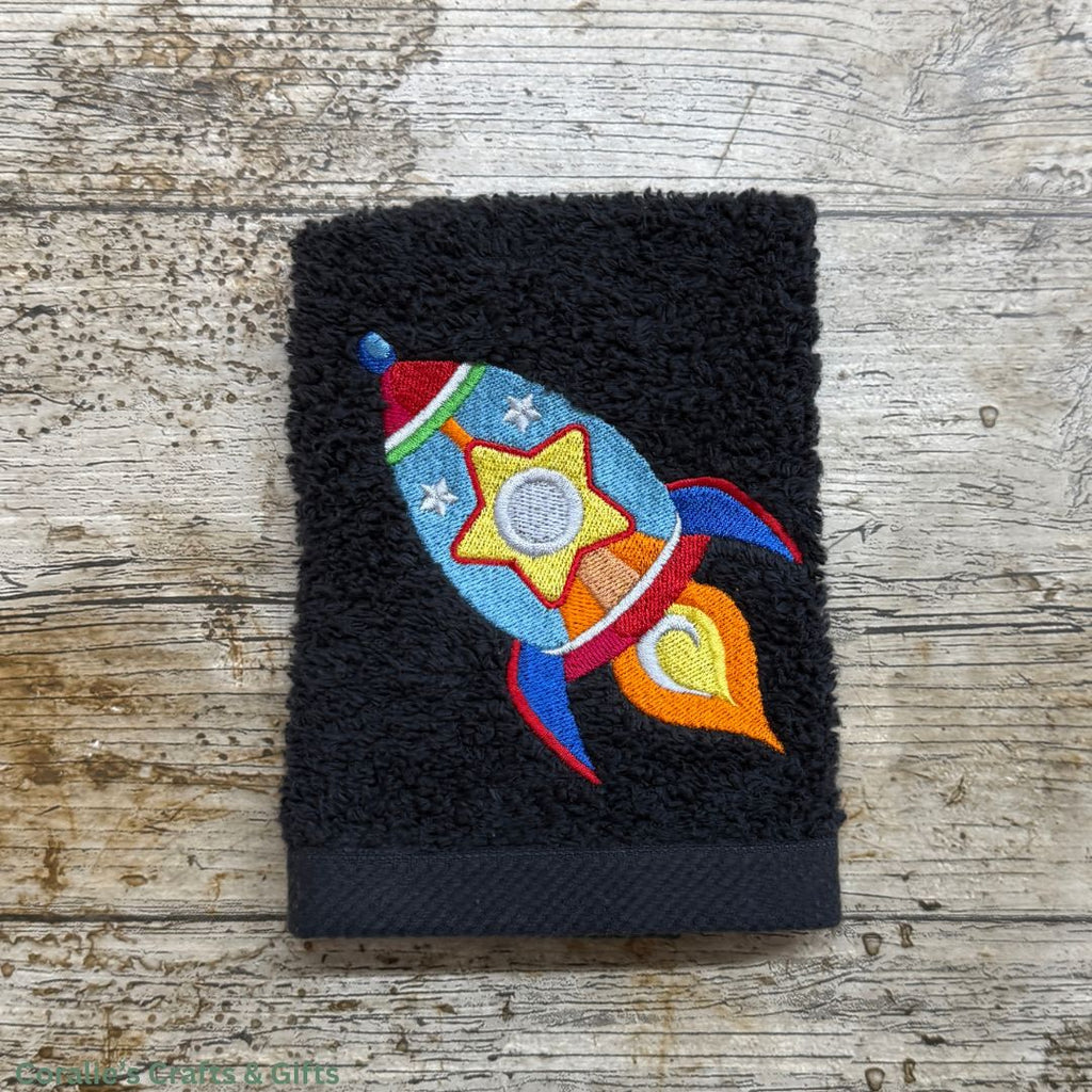 Rocket Embroidered Face Cloth