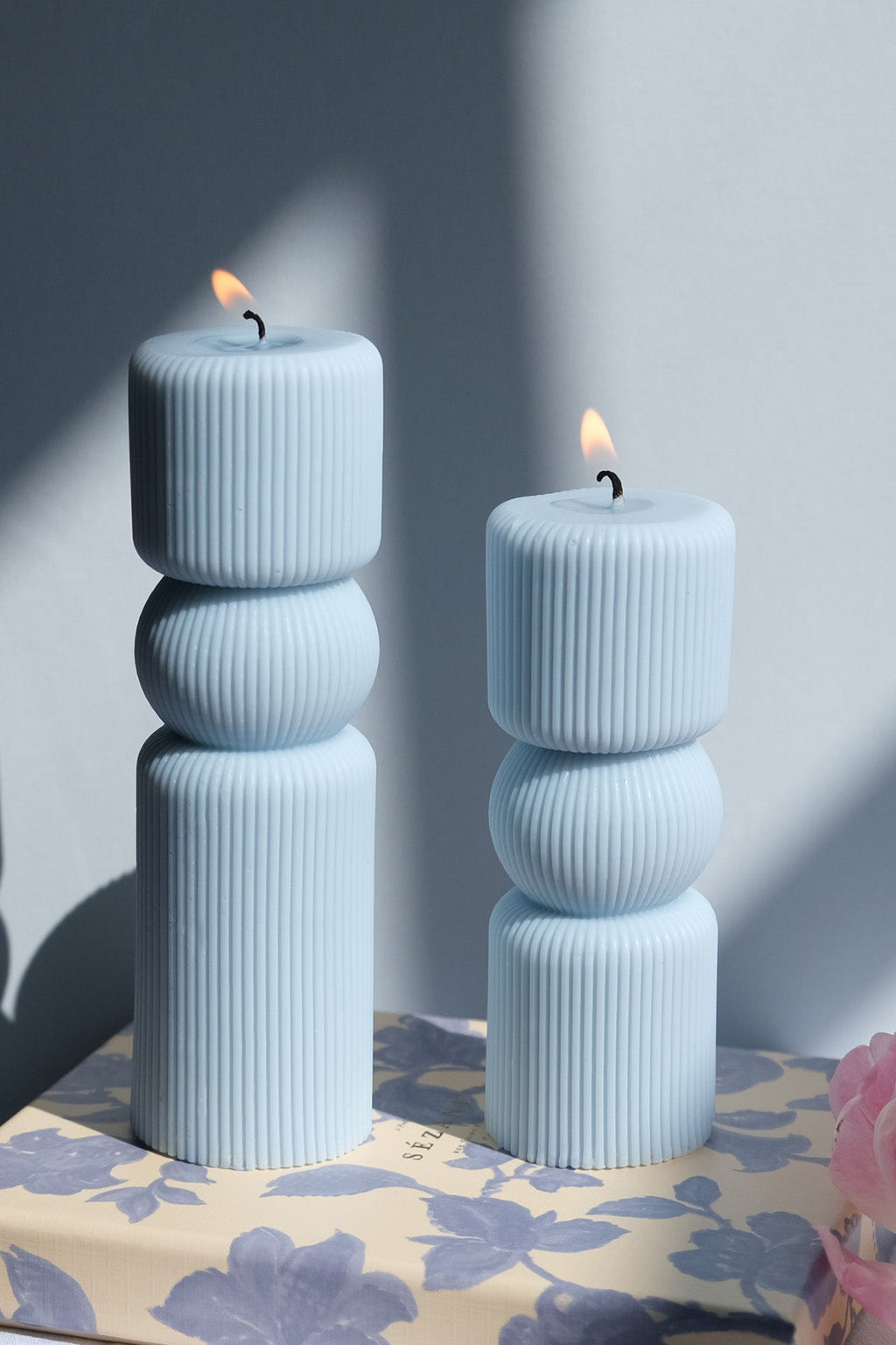 Roman Pillar Candle in Soft Pastel Shades