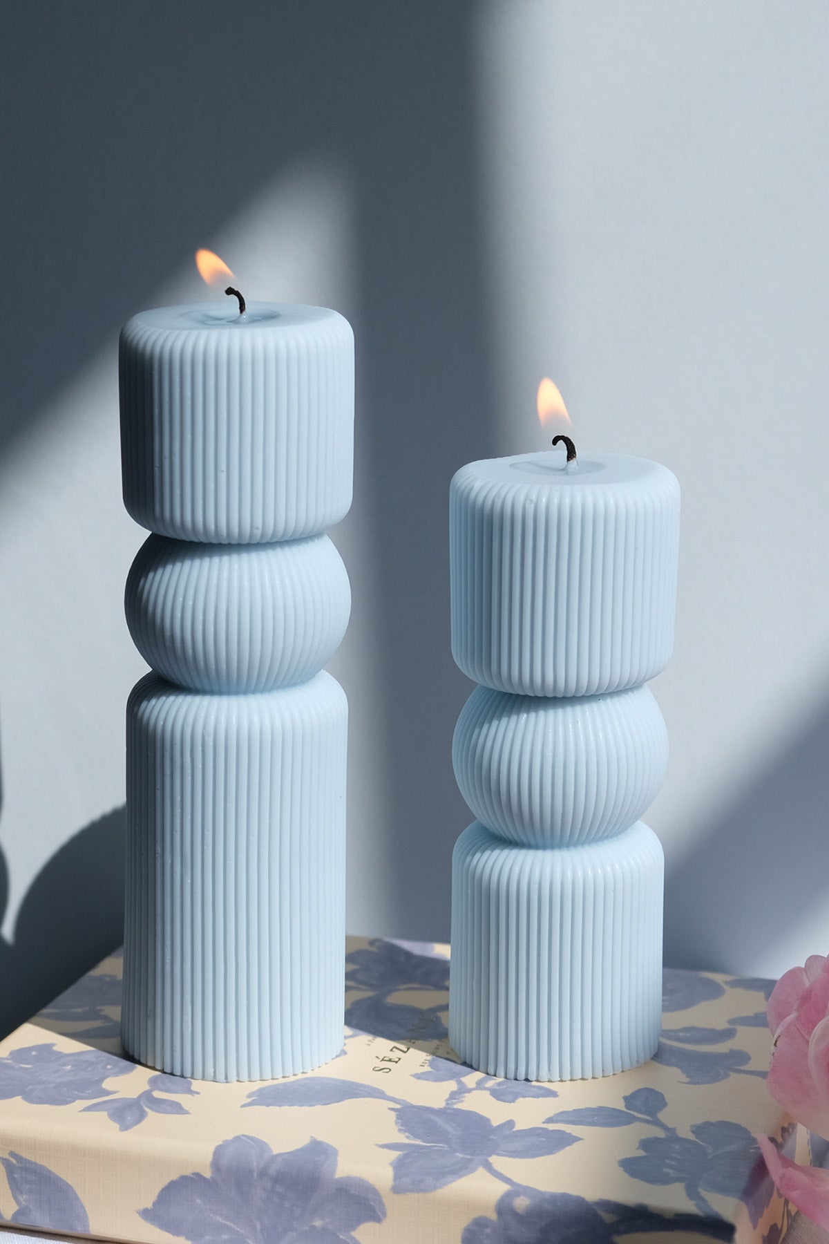 Roman Pillar Candle in Soft Pastel Shades