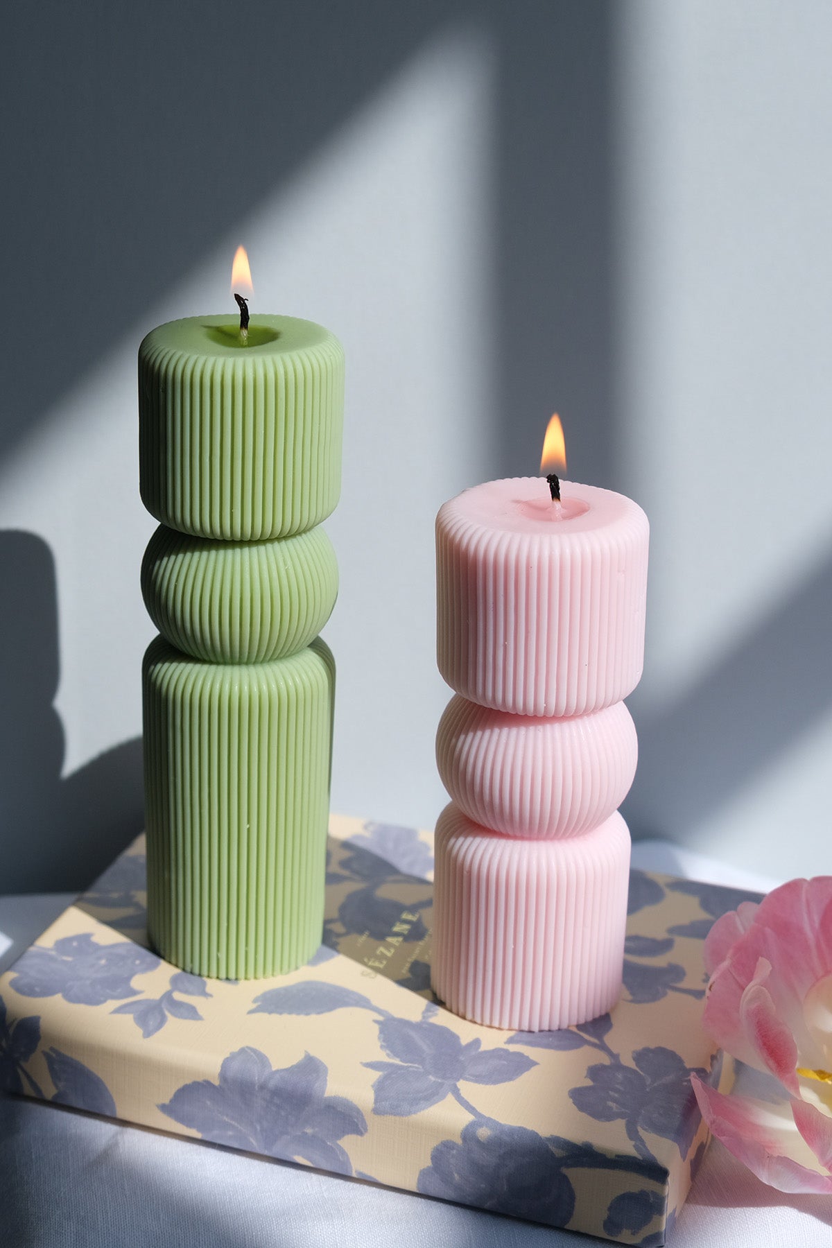 Roman Pillar Candle in Soft Pastel Shades