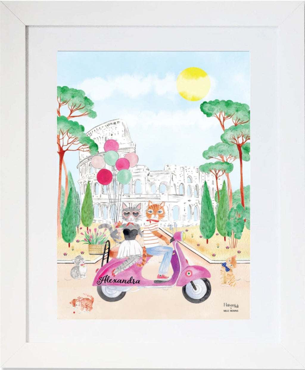 Personalised Motorbike at the Coliseum Print for Girls