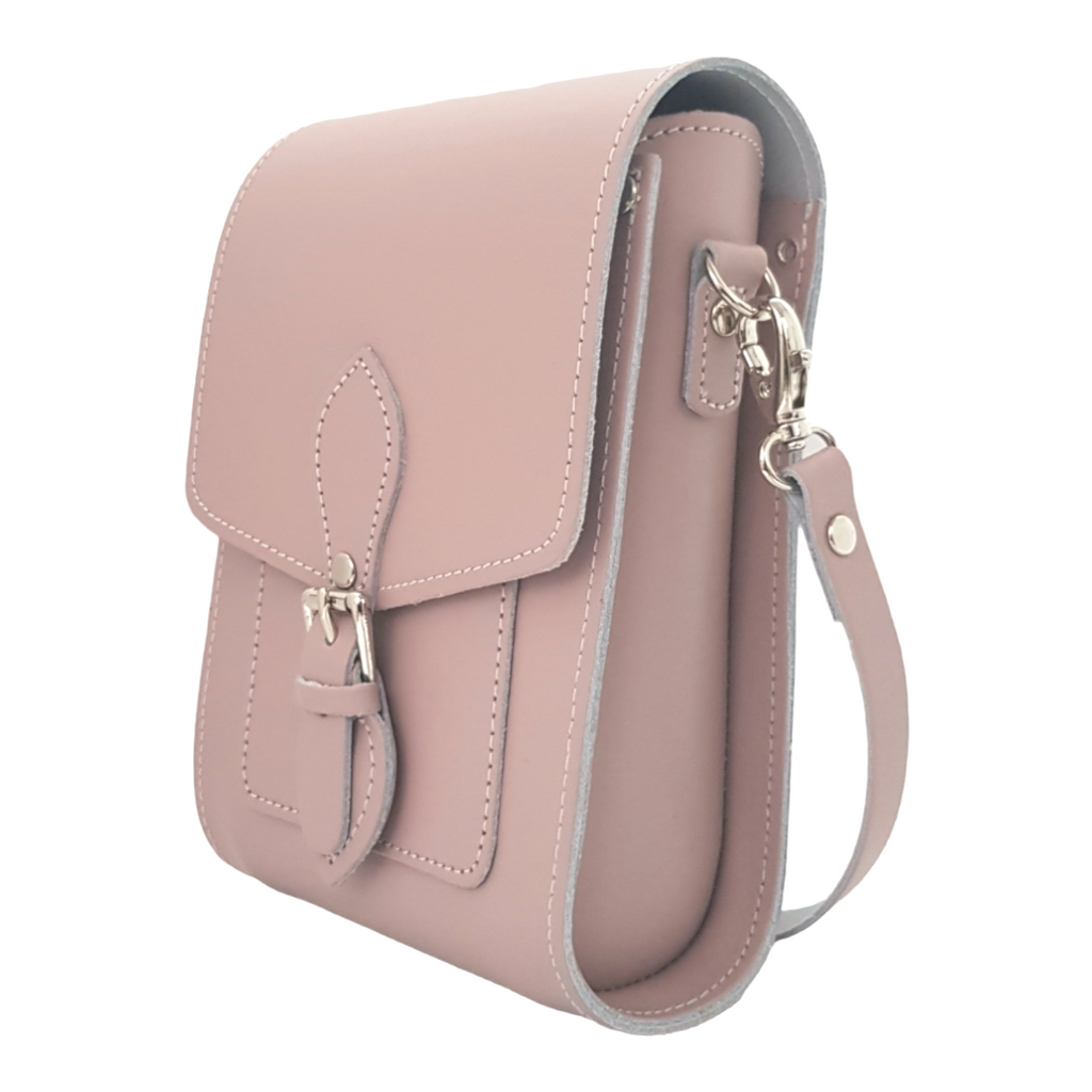 Handmade Leather Festival Phone Bag in Rose Quartz