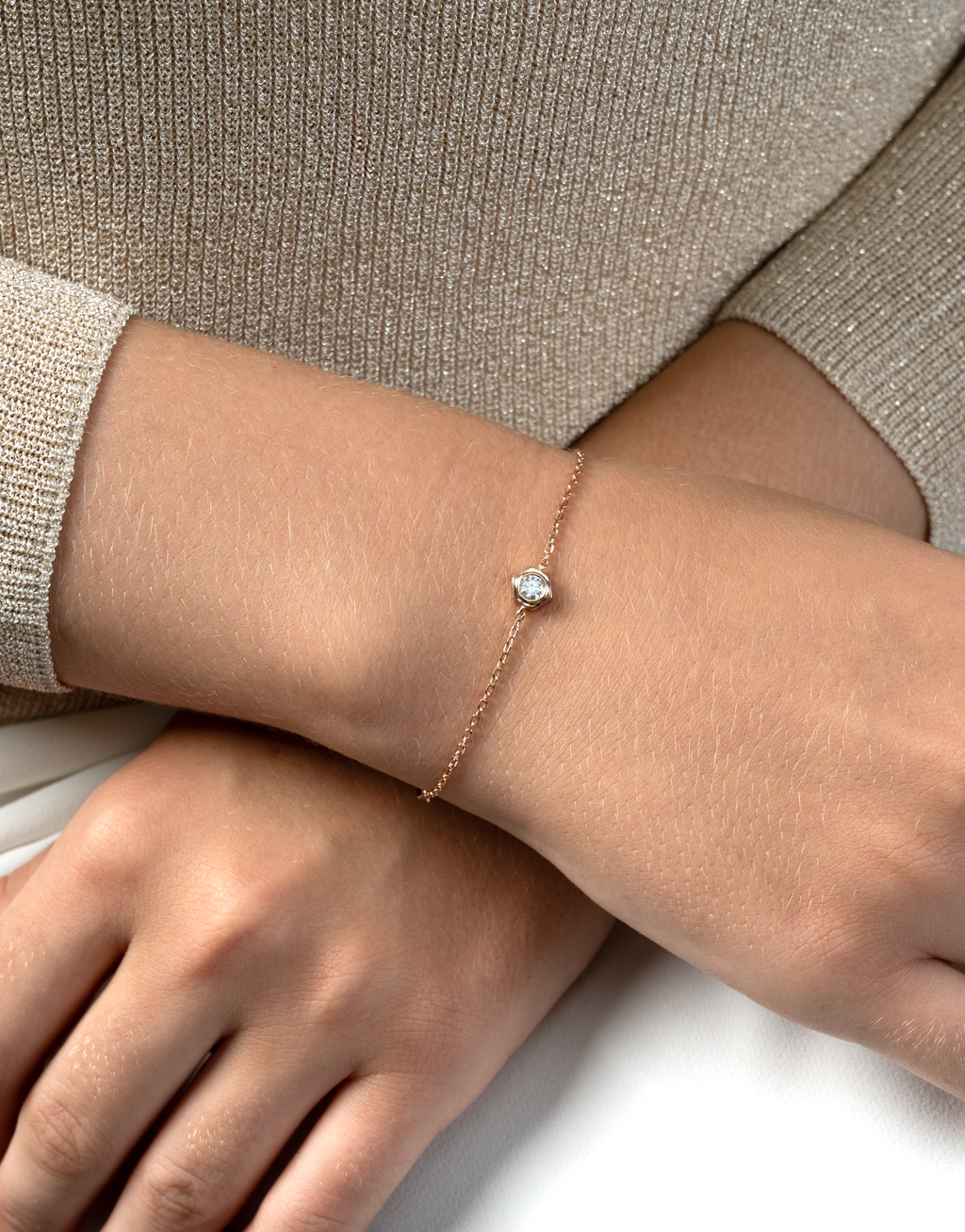 Unity Moissanite Bracelet in Sterling Silver and Gold