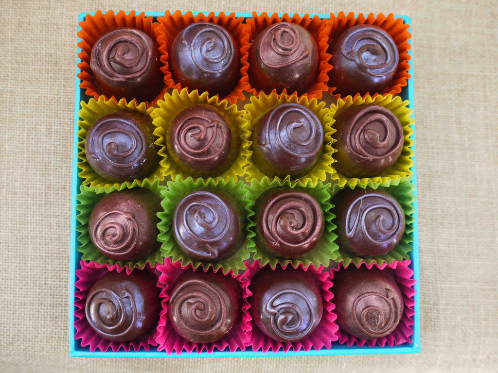 Rose and Violet Fondant Creams in Dark Chocolate