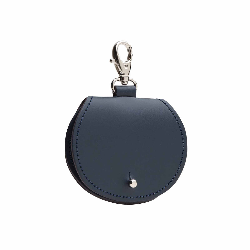 Navy Leather Mini Saddle Bag Coin Purse Charm