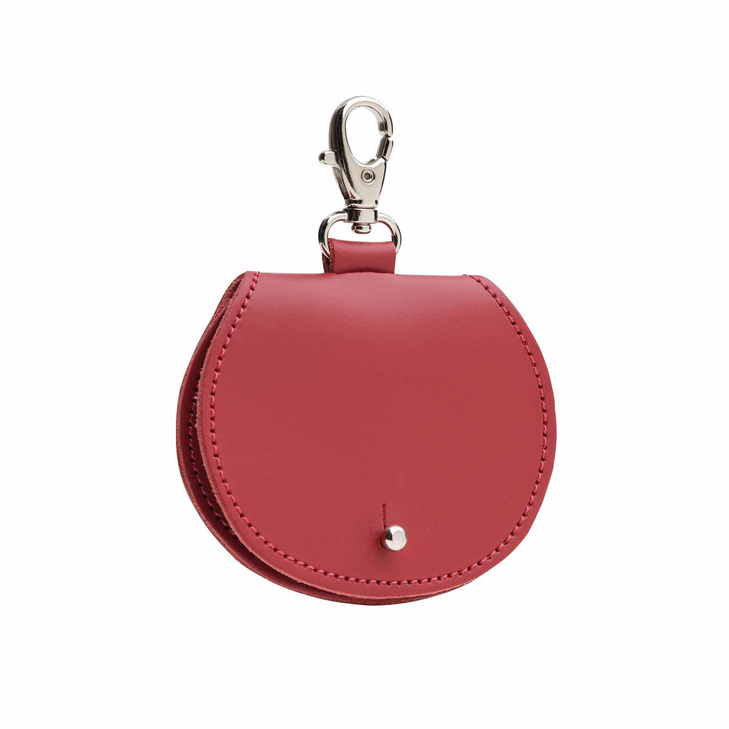 Red Leather Mini Saddle Bag Coin Purse Charm